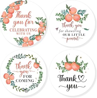 2.4 Inch Cutie Peach Thank You for Celebrating with Us Sticker,Fruit Baby Shower Thank You Stickers,Baby Gril Shower Peach Theme Supplies Favors Labels Decorations for Kids(80 PCS)