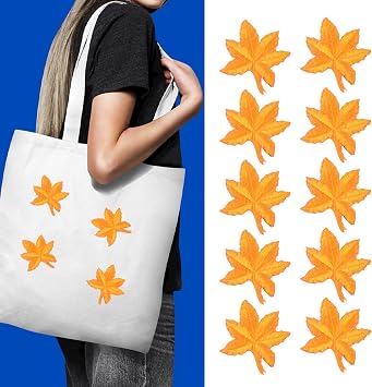 Thanksgiving Iron on Patches Yellow Maple Embroidered Patch Fall Assorted Repair Sew Applique Clothing Jacket Jeans Backpack Hat Decoration for Autumn Thanksgiving Party Supplies Yellow Maple