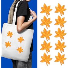 Thanksgiving Iron on Patches Yellow Maple Embroidered Patch Fall Assorted Repair Sew Applique Clothing Jacket Jeans Backpack Hat Decoration for Autumn Thanksgiving Party Supplies Yellow Maple