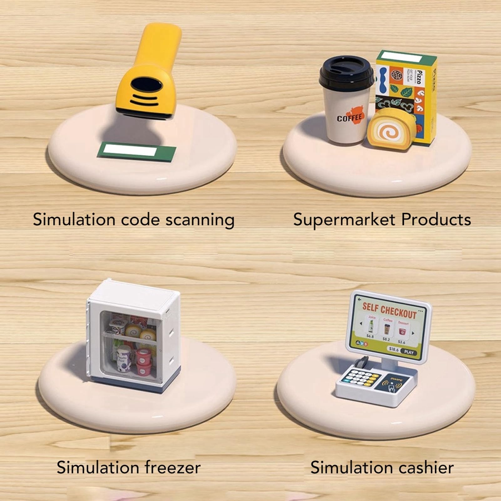 Set da Gioco per registratore di Cassa del supermercato simulato Macchina per Il caffè Frigo Scanner per Codici a Barre Set da Gioco educativo per Errore 2029 Gioco di ruol
