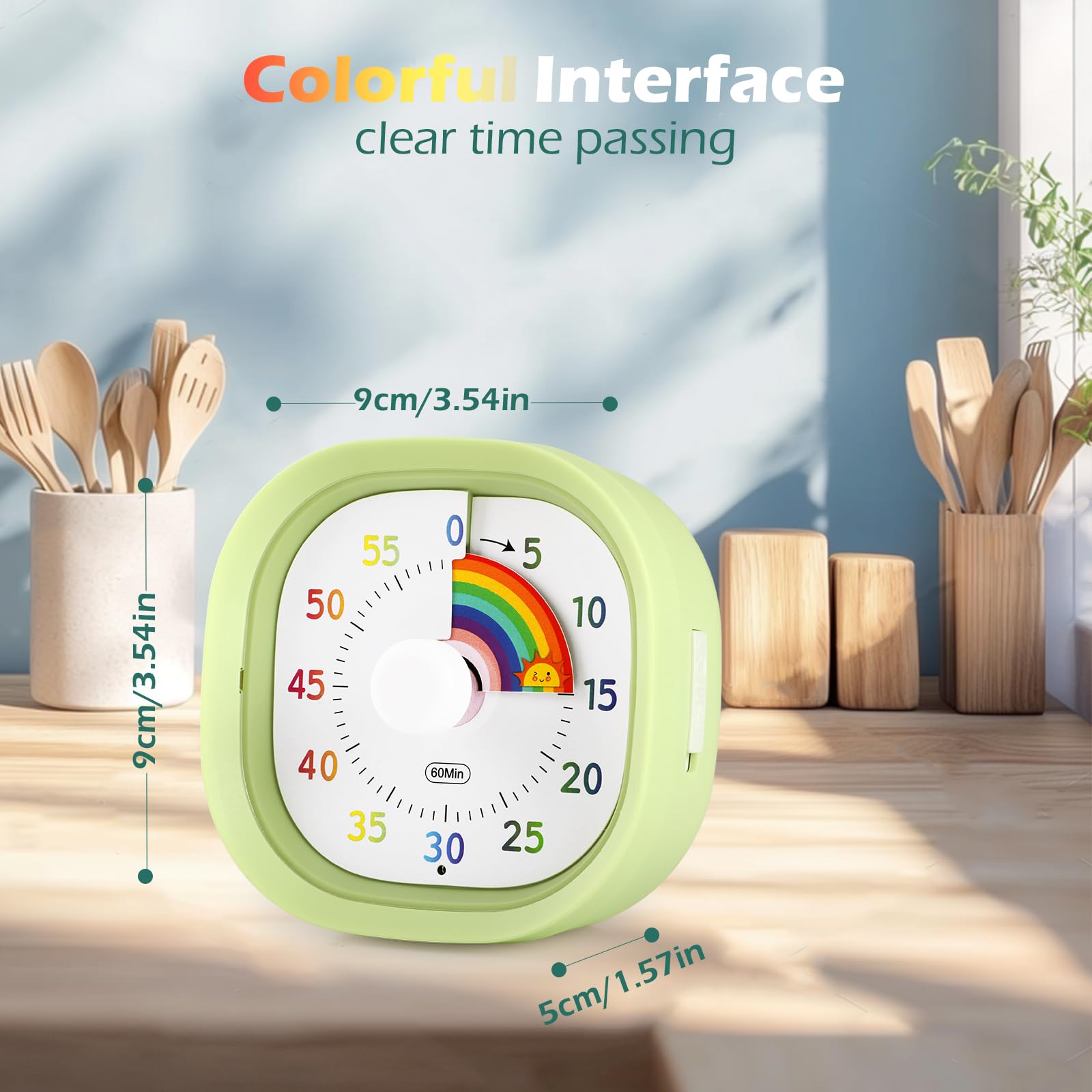 Timer Visivo Per Bambini 60 Minuti – Conto Alla Rovescia Colorato, Silenzioso, Per Aula, Cucina E Studio (Blu Chiaro)