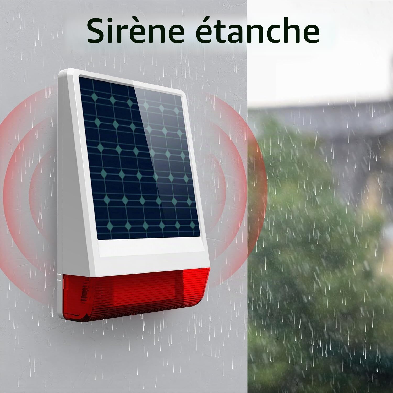 Wolf Guard Système d'Alarme Domestique sans Fil | Sirène Solaire d'Extérieur 120 dB, 1 Capteur PIR, 2 Télécommandes