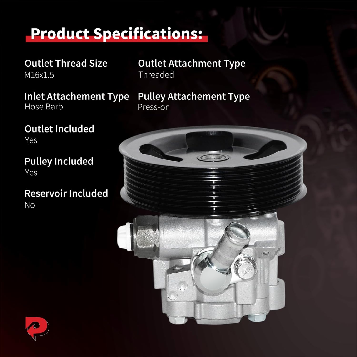 PHOBOOS Power Steering Pump Compatible with Toyota Tundra 2007-2014 V8 5.7L/2014 V8 4.6L/2015-2022 All Engine, with Outlet & Pulley, Smooth Steering, Low Noise, High Durability, Ref. 21-5486