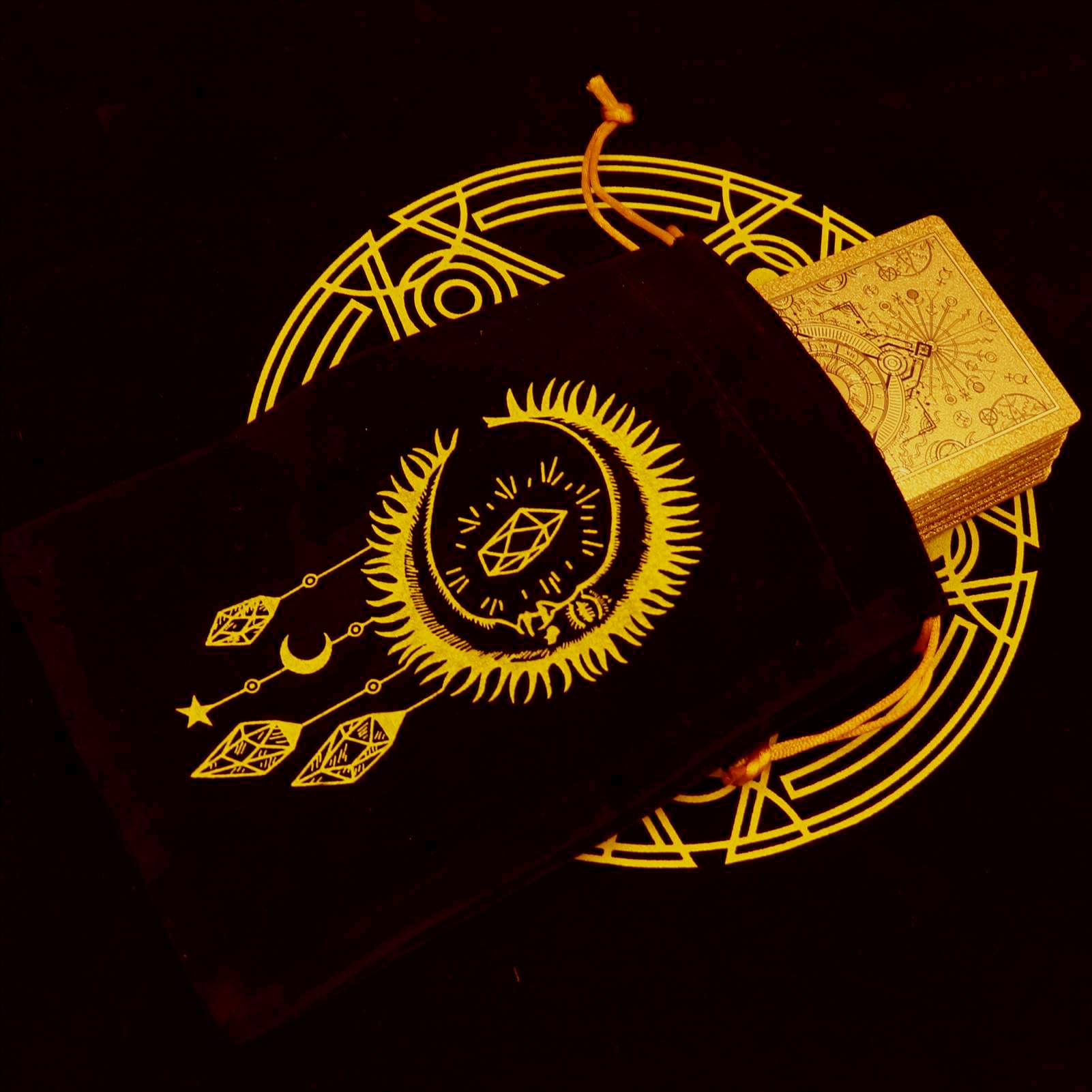 GIBZ Mazzo di Tarocchi Tradizionale Set di Tarocchi di Lusso in Lamina d'oro con Guida Tovaglia Scatola per Principianti, 78 Pezzi