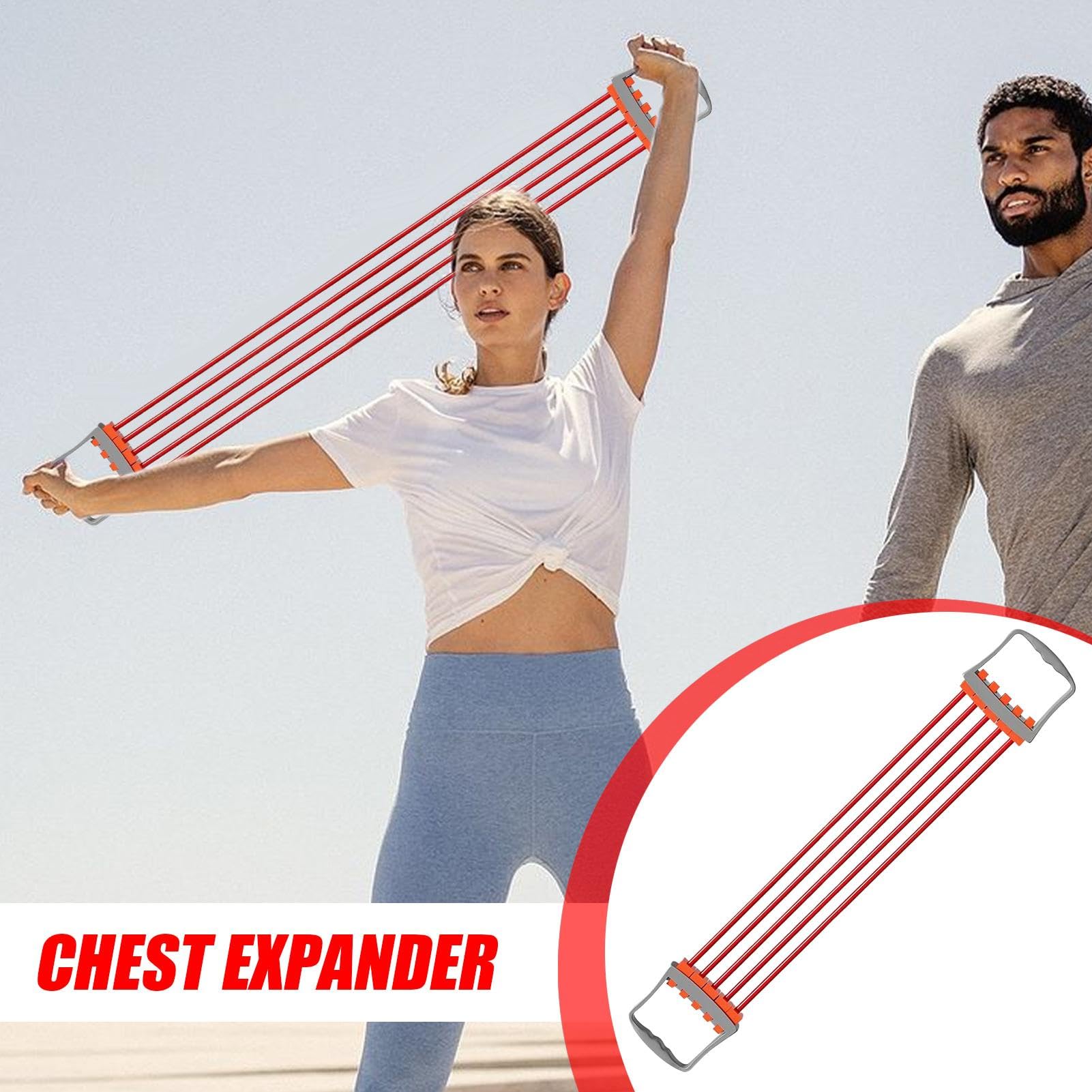 Fasce di resistenza per fitness, fasce elastiche per esercizi di braccia, 5 molle, regolabili, espansore toracico | Corde elastiche, dispositivo di allenamento per braccia per allenamento