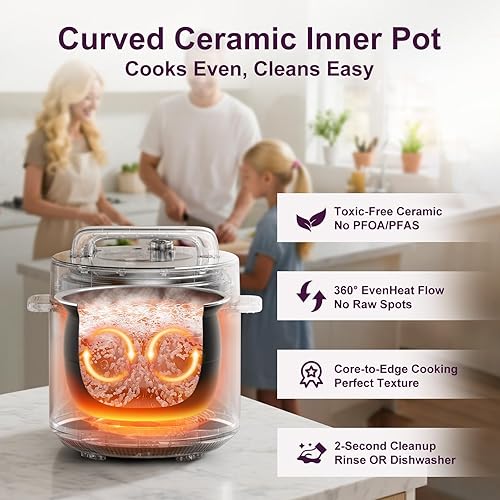 Miniatura 5 de Fullwill Olla a presión eléctrica de doble olla de 6 + 5 cuartos (2025 actualizada), multicocción 12 en 1 para cocción a presión, sopa, yogur,
