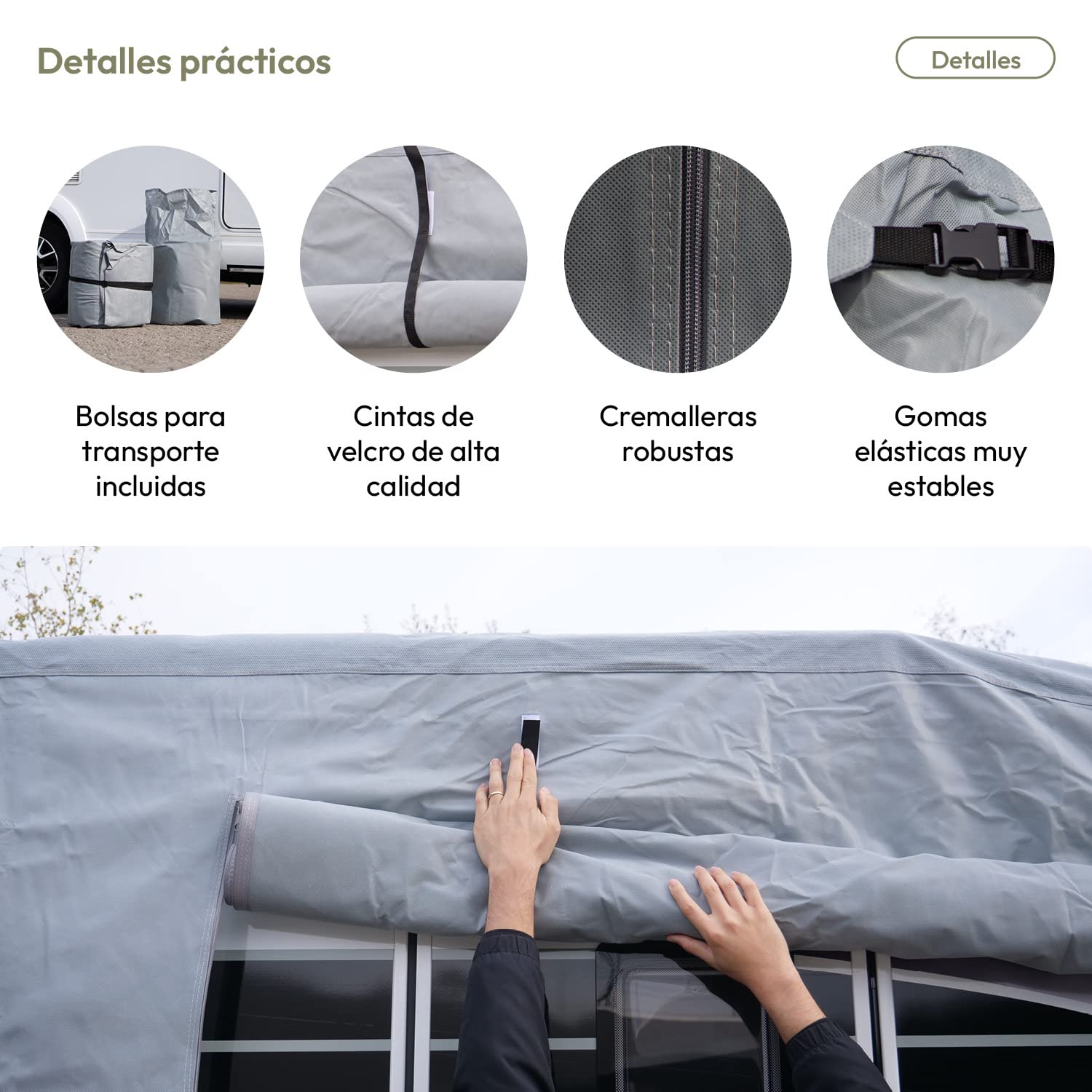 Funda Protectora para Autocaravana Cubierta Transpirable y Resistente a la Intemperie en Todas Las Estaciones del año (660 x 235 x 275 cm)