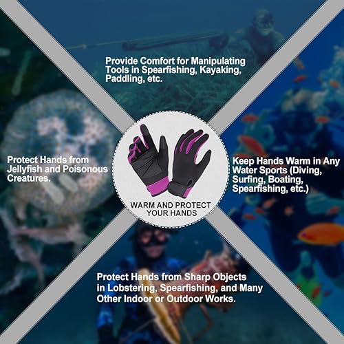 Miniatura 10 de XUKER Guante de neopreno, guantes de neopreno de 0.069 pulgadas y 0.079 pulgadas para buceo, esnórquel, remo, surf, kayak, canoa, pesca submarina,