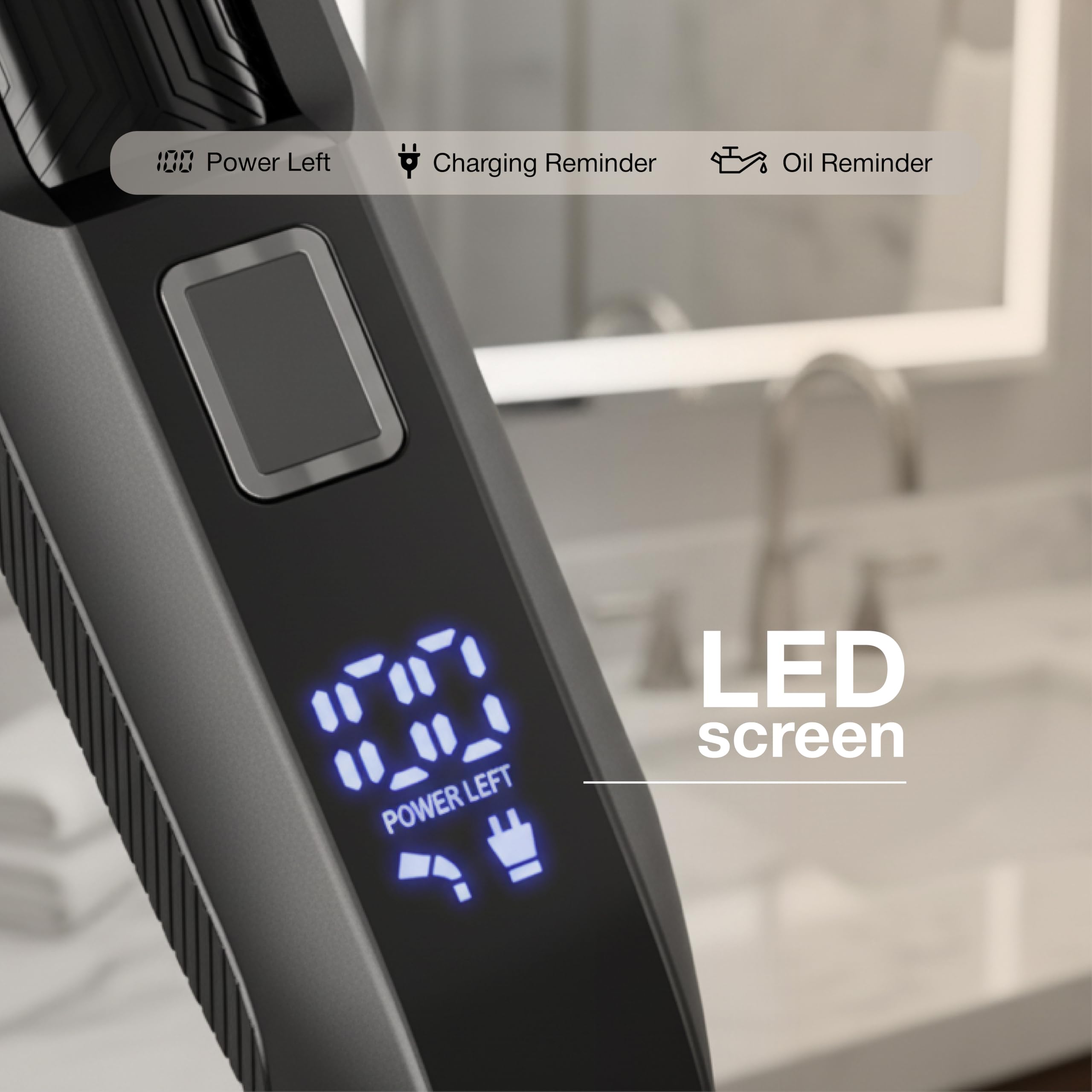 Oty Bartschneider für Männer, verstellbar, wasserdicht, kabellos, mit 20-Längen-Zifferblatt, Edelstahlklingen, LED-Display und Reiseschloss, wiederaufladbares Fellpflegeset, ideales Geschenk für