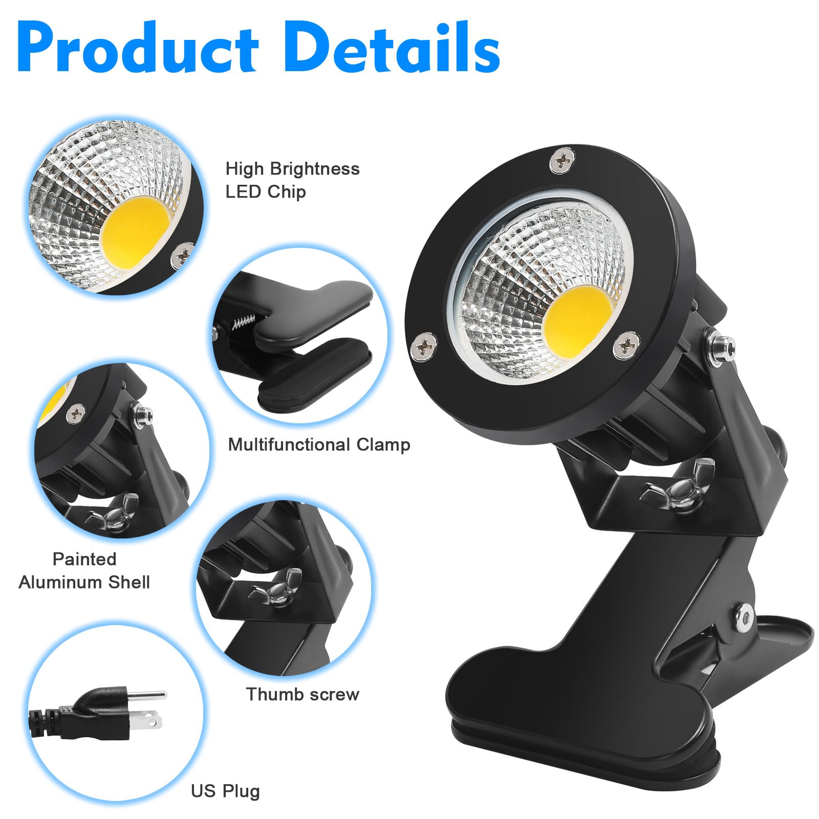 LED Spotlights Outdoor Wasserdichte Landschaft Lichter Akzentbeleuchtung Pflanzen Hof Garten Dekorative Lampe Shop Werbetafel Weiches Weiß 3000K 2er-Pack
