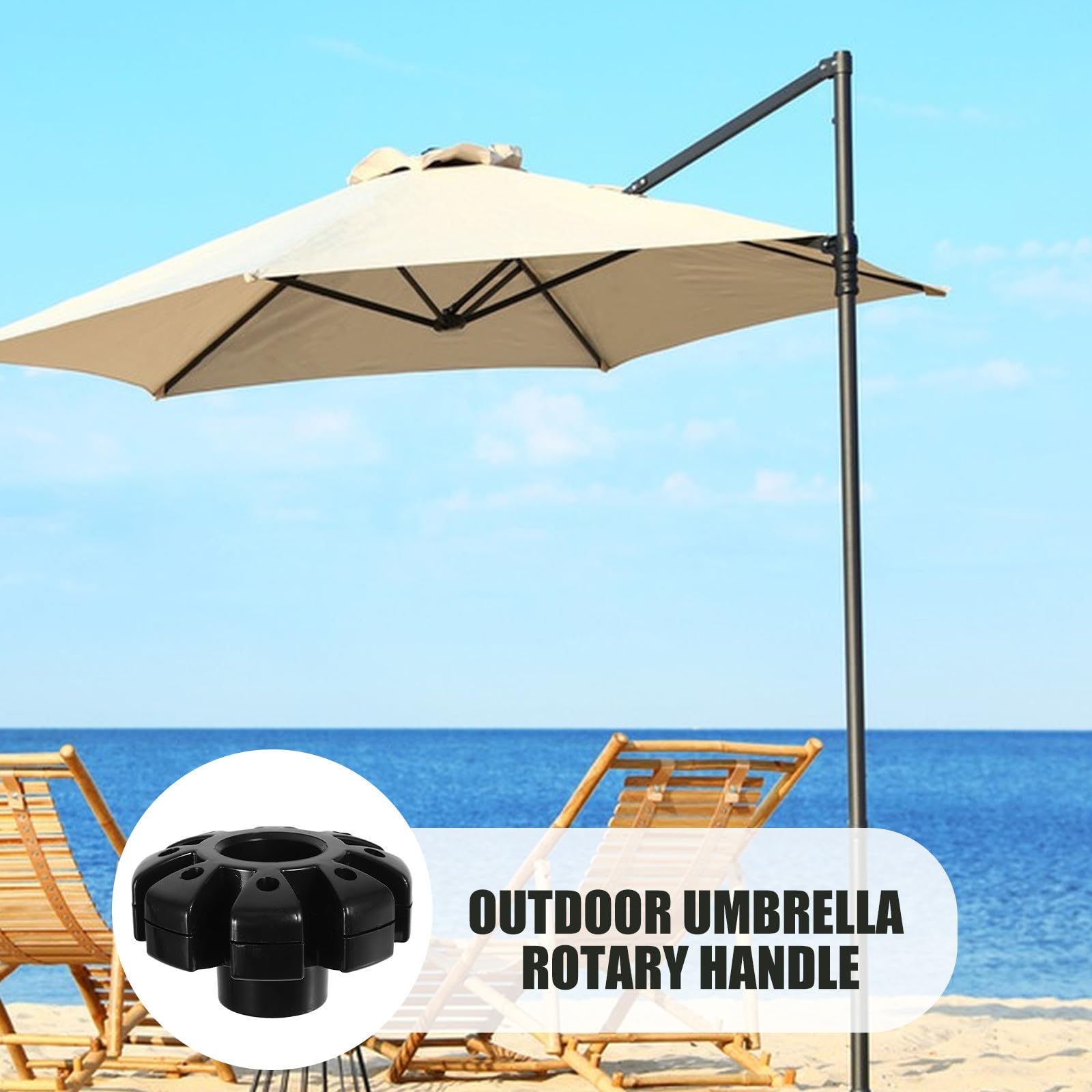 Manovella Piatto Superiore per Ombrellone Nero in Pp, Accessorio Ricambio per Ombrelloni da Spiaggia e Patio, per Vacanze Estive