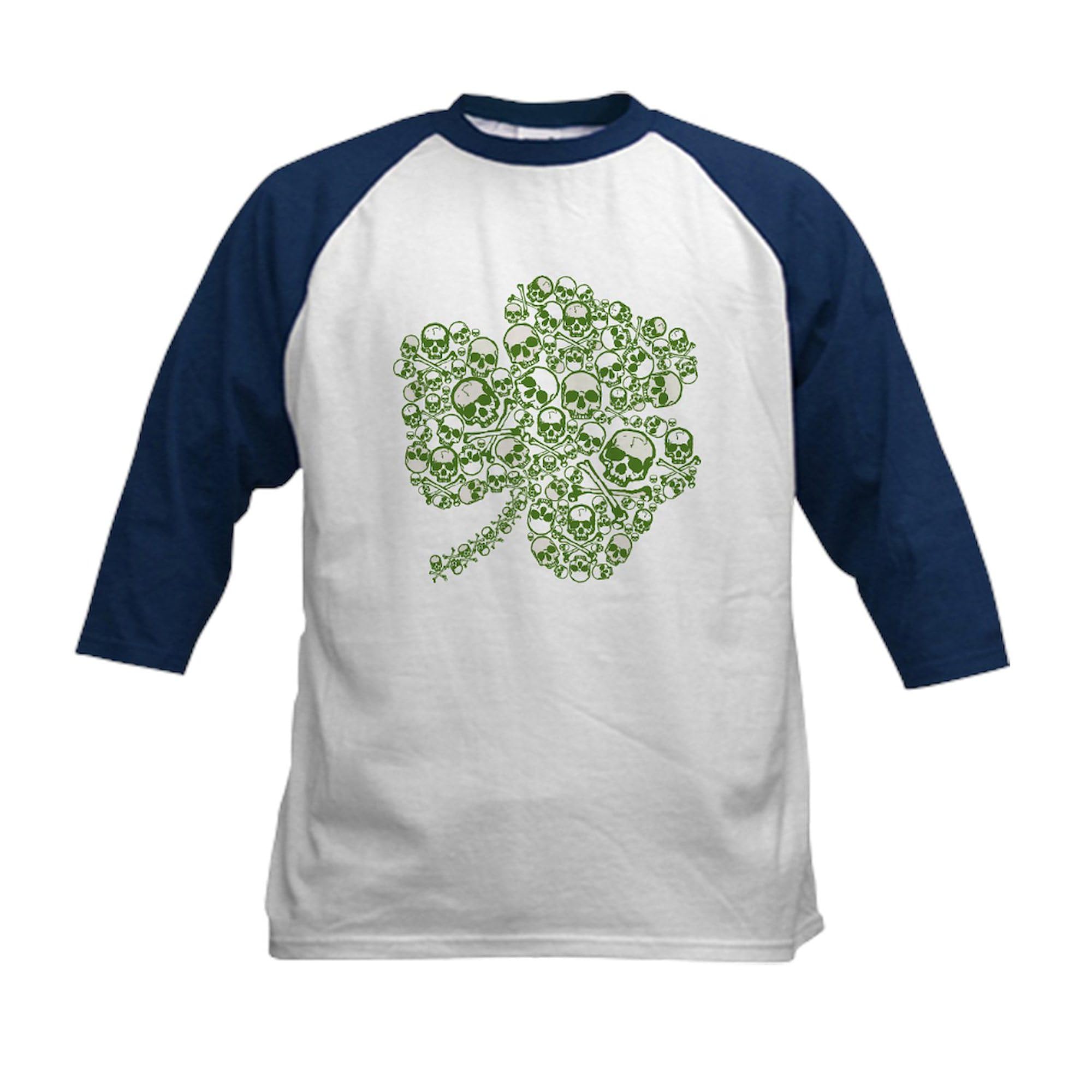 CafePress Shamrock Skull St Patricks Day Kids Baseball Jerse Kids Cotton Baseball Jersey, 3/4 Raglan Sleeve Shirt