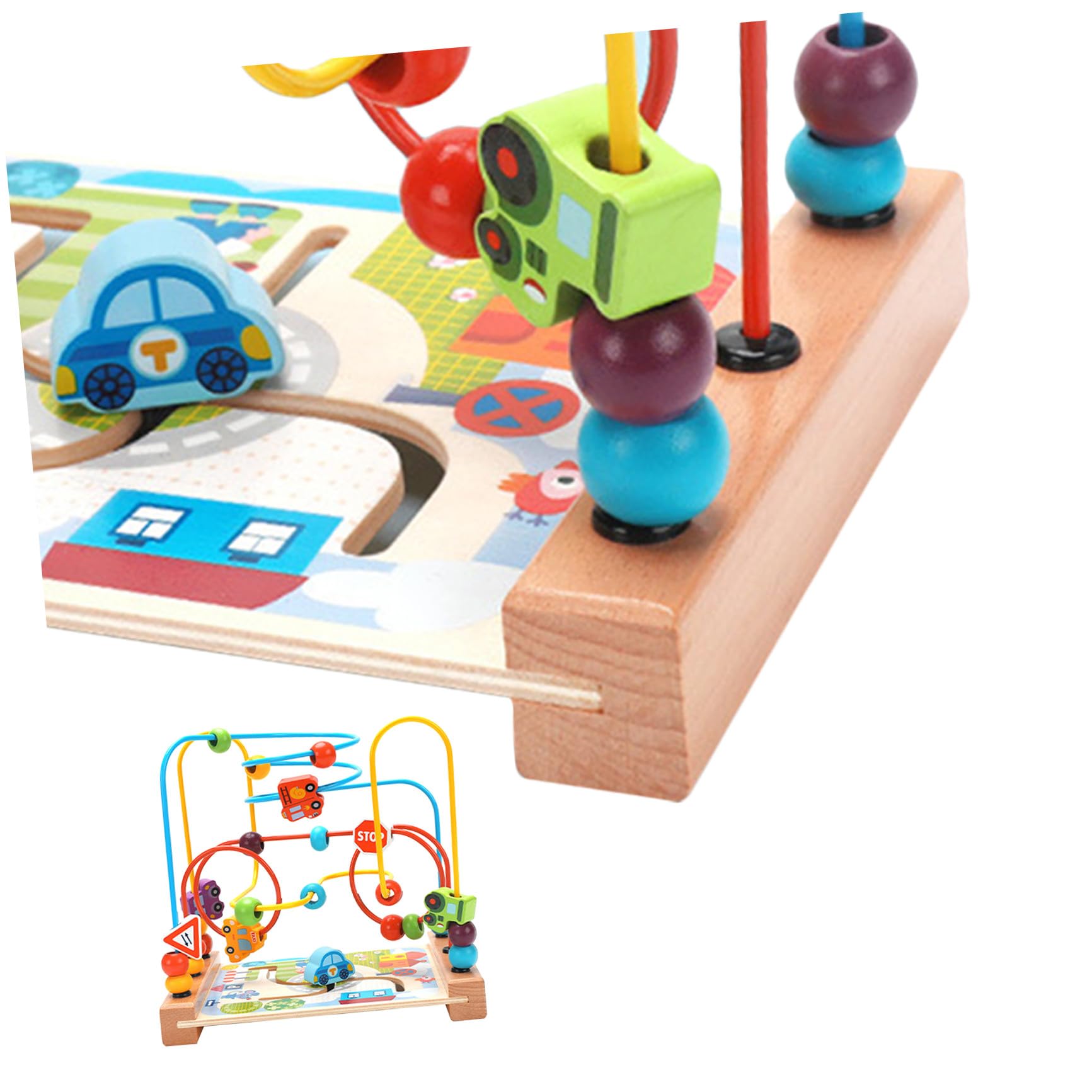 POPETPOP Giocattolo Labirinto di Perline Rotonde in Legno, 1 Pz | Gioco Educativo per Ragazzo Ragazza, Struttura Ferro, Tema Oceanico e Trasporto