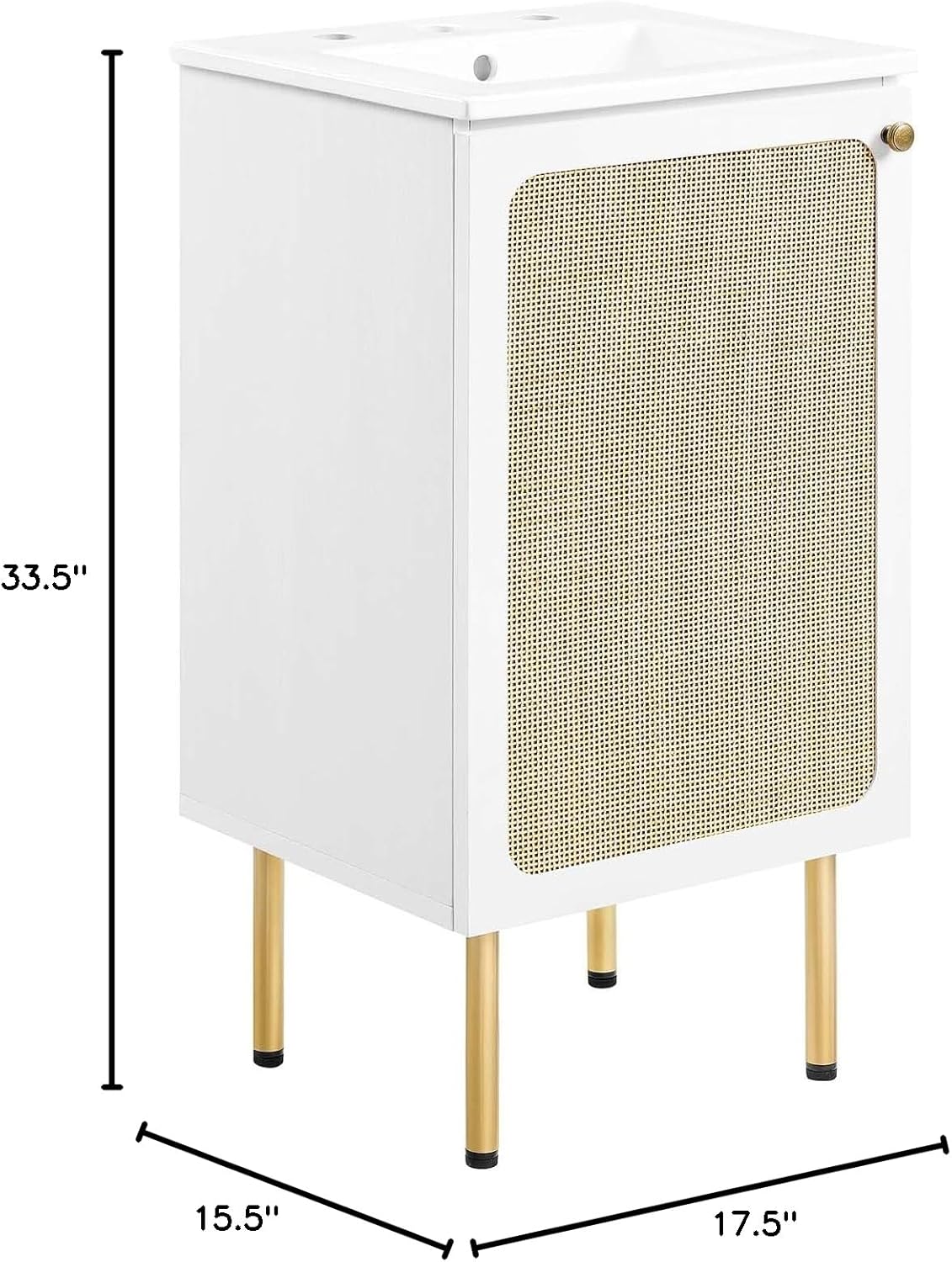 Modway EEI-6691-WHI-WHI Chaucer 18" Bathroom Vanity, White White