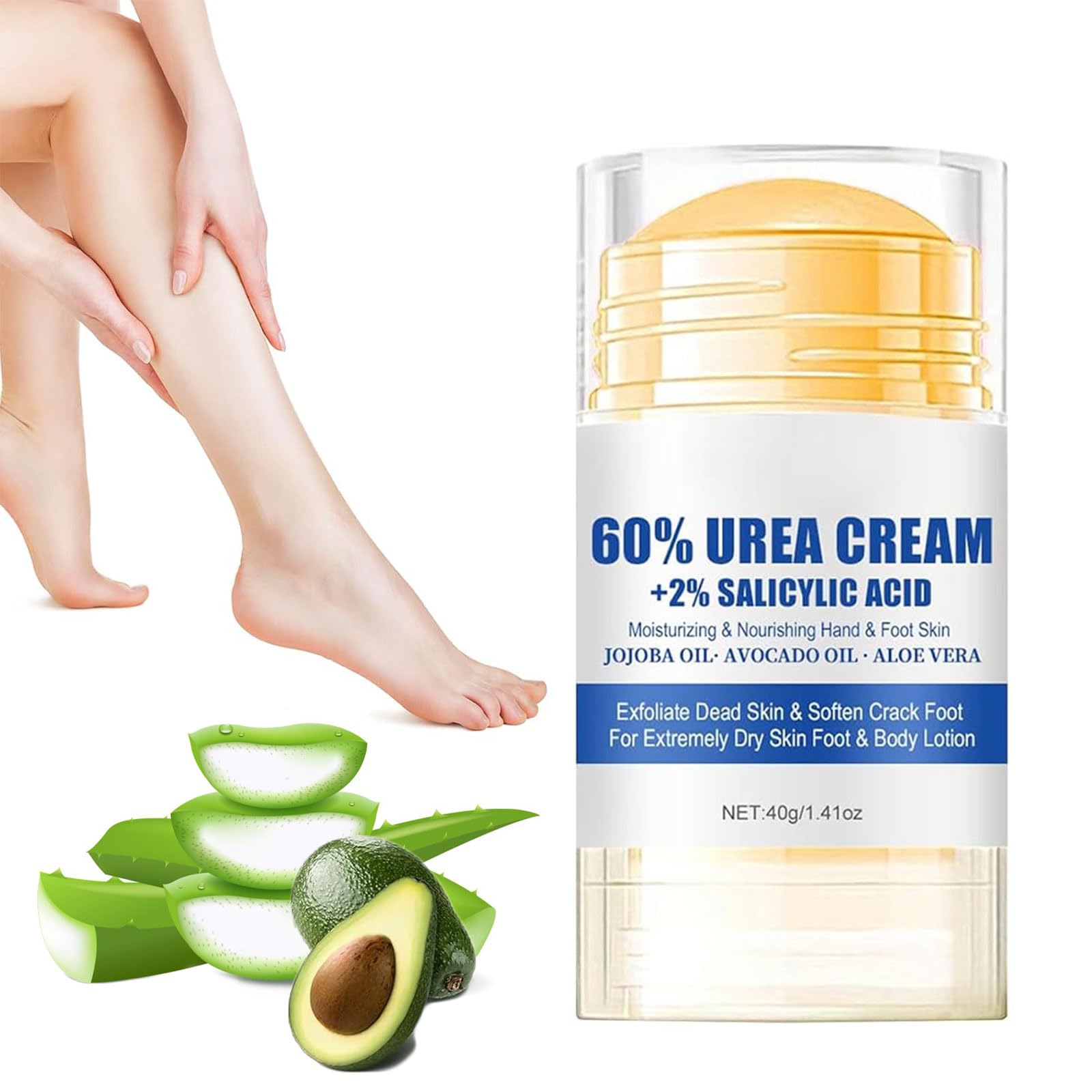 Urea Fußcreme 60% – Bei Sehr Trockenen Füßen & Rissigen Fersen – Feuchtigkeitsspendend & Reparativ, 40 G