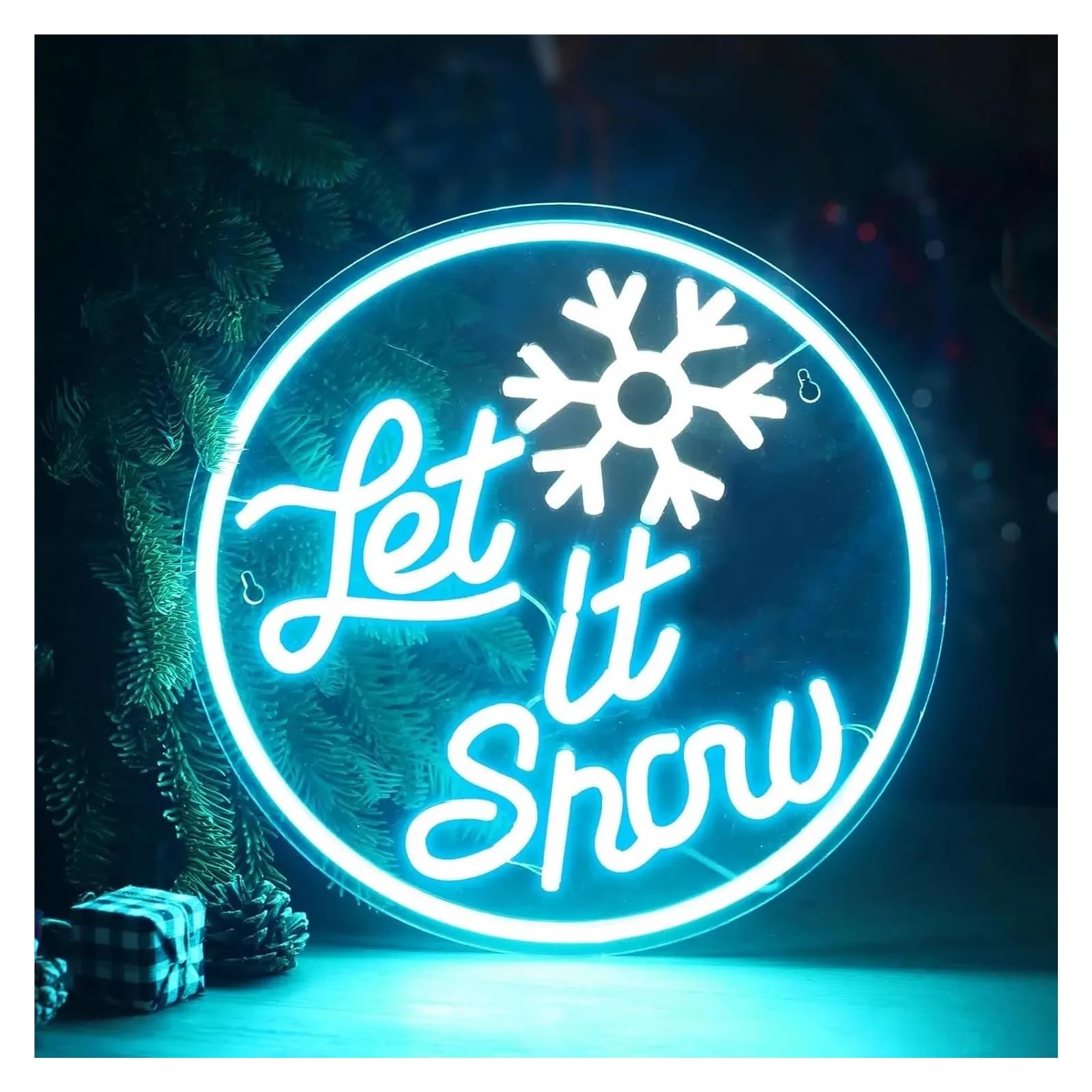 LEMST Signs Lamp Snowflake Neon Sign, for Wall Bar Living Room Decor Winter Party Home Bedroom Office Table 32x32cm