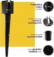 Vista 3 de 8 Pcs 36" Heavy Duty 4x4 Fence Post Anchor Ground Spike Metal Black Powder Coated - Mailbox Post Anchors. Length: 36 inches, Outer Dimension: 4” x