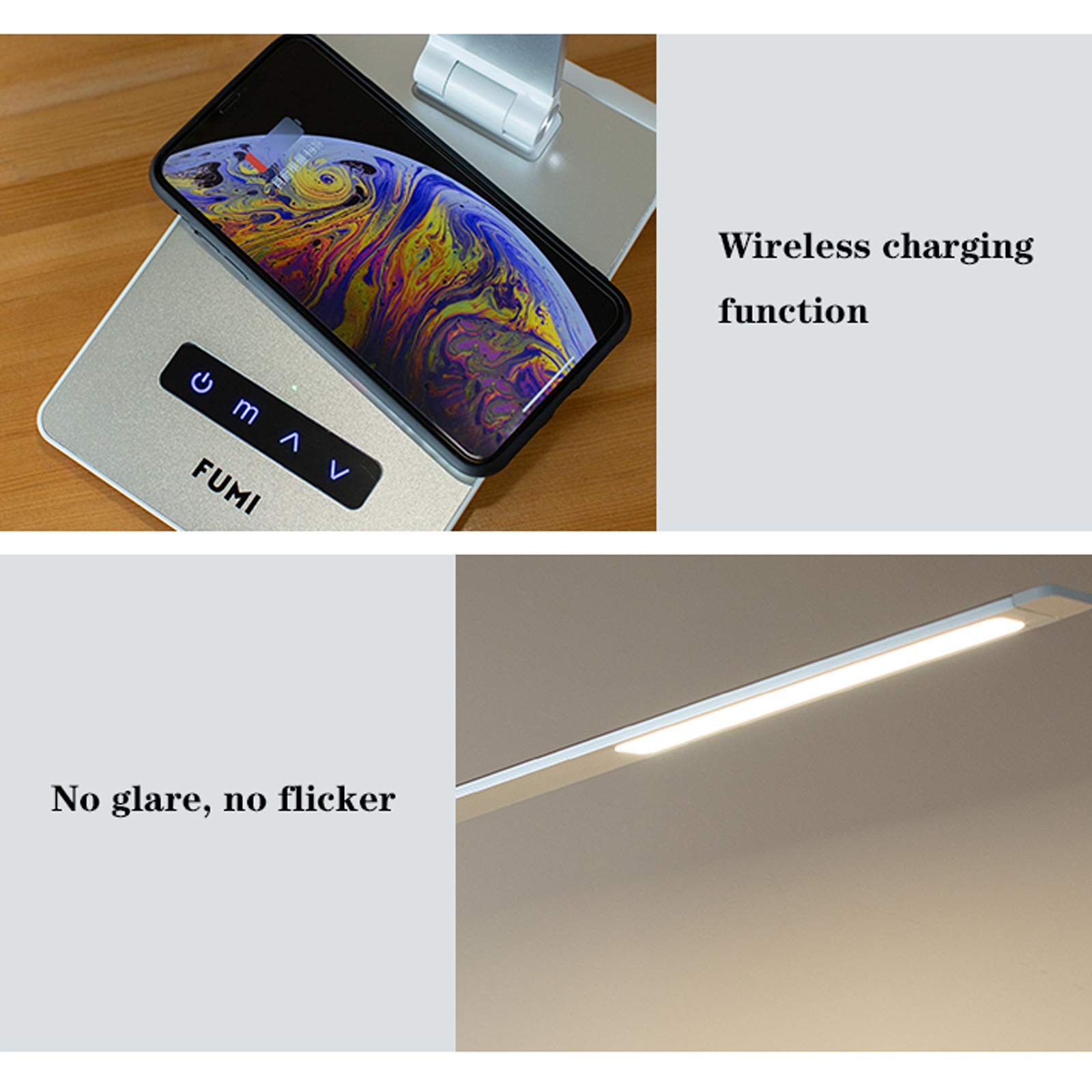 Lampada da Scrivania Lampada da tavolo pieghevole LED lampada da tavolo con 5 luminosità Dimmer e 3 modalità colore Toccare la luce di lettura del controllo touch con telefono cellulare wireless / cab