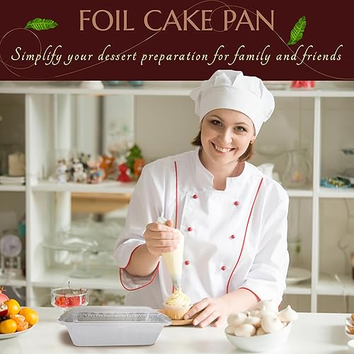 Miniatura 4 de KitchenDance - Molde desechable de aluminio con tapas de plástico, bandeja para hornear de papel de aluminio de 2 libras, sartenes de aluminio