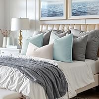 Vista 137 de EMEMA Paquete de 2 fundas de almohada de terciopelo, decorativas, cuadradas, suaves, sólidas, para sofá, dormitorio, silla o automóvil, 18 x 18 Gris