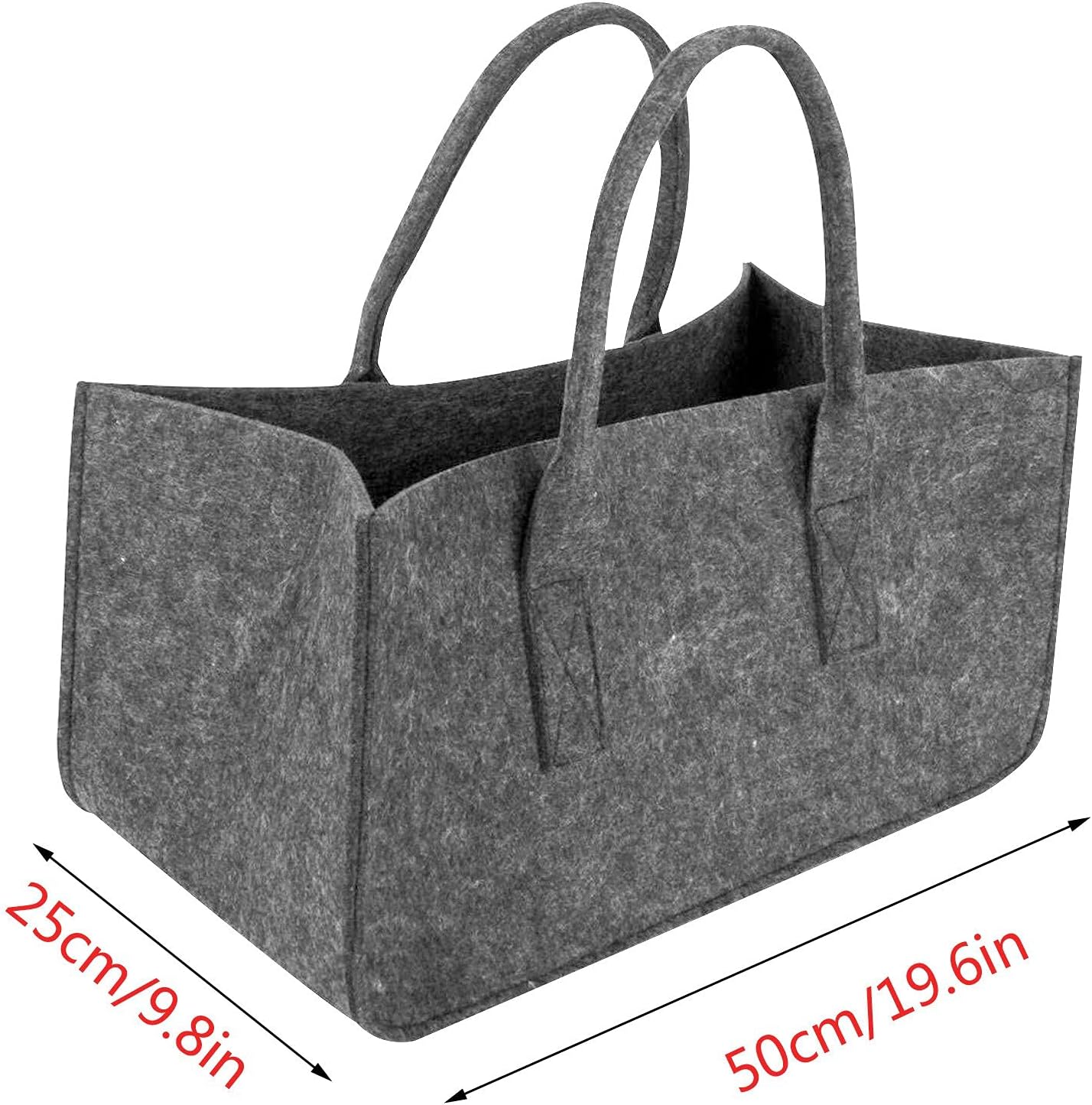 AOKLEY Firewood Tote Bag Bag Dark Gray Firewood Storage Bag Rack Basket Large Capacity Felt Handbag Shopping Tote Storage Bags Used for Fireplace Storage Basket