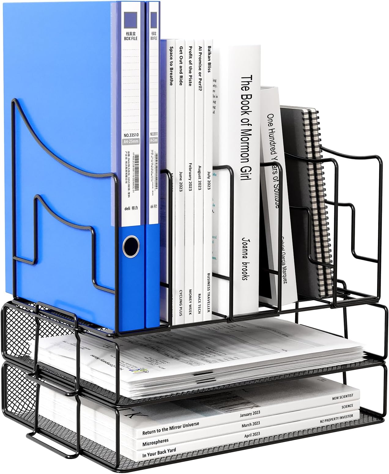 – EasyPAG 3 Tier A4 Mesh in Trays Stackable Office Desk Tidy File Holder Magazine Storage Paper Organiser,Black