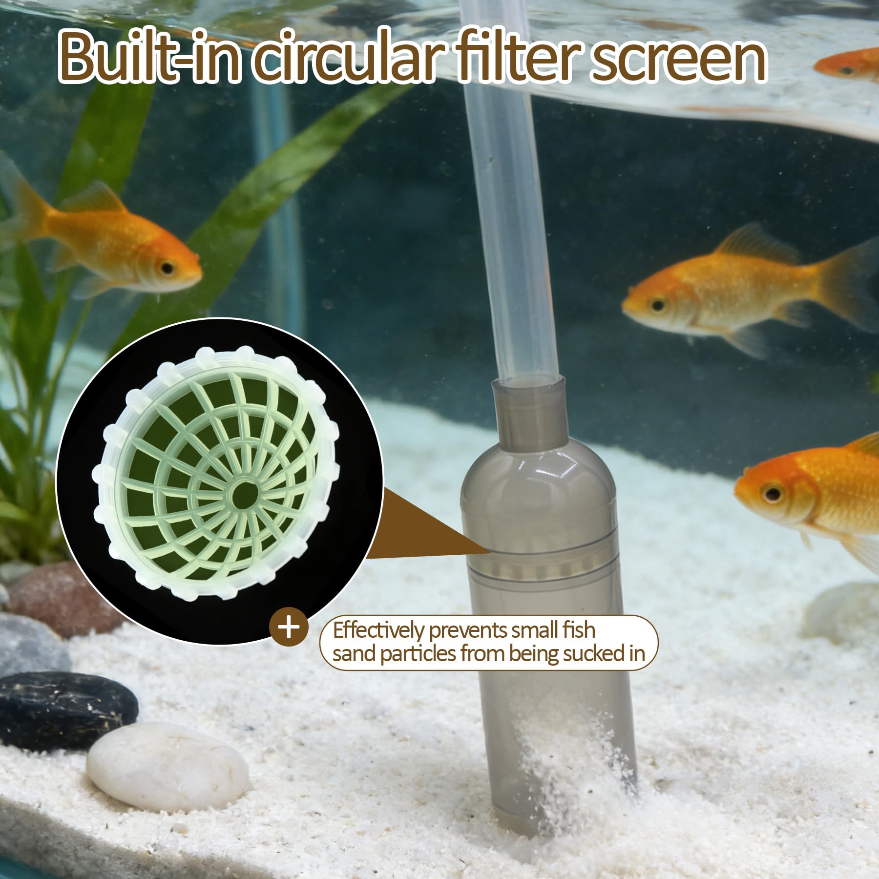 TZEKING Sifonador Acuario,1.7m Mulmsauger Aquarium,con Sifón y Limpiador de Grava,Limpiafondos Acuario Kit,Aspirador Limpiador de Grava y Arena para Acuarios Pequeños y Grandes — view 3