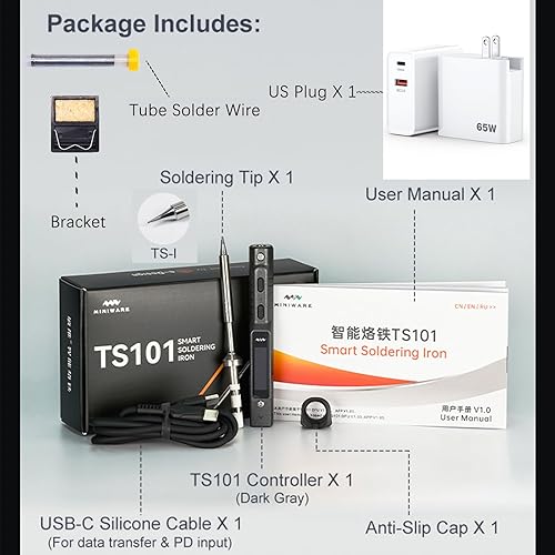 Miniatura 6 de TOOLSAGE TS101 Kit de soldador TS100 actualizado PD DC programable Mini estación portátil de soldadura de calor rápido con puntas I Set