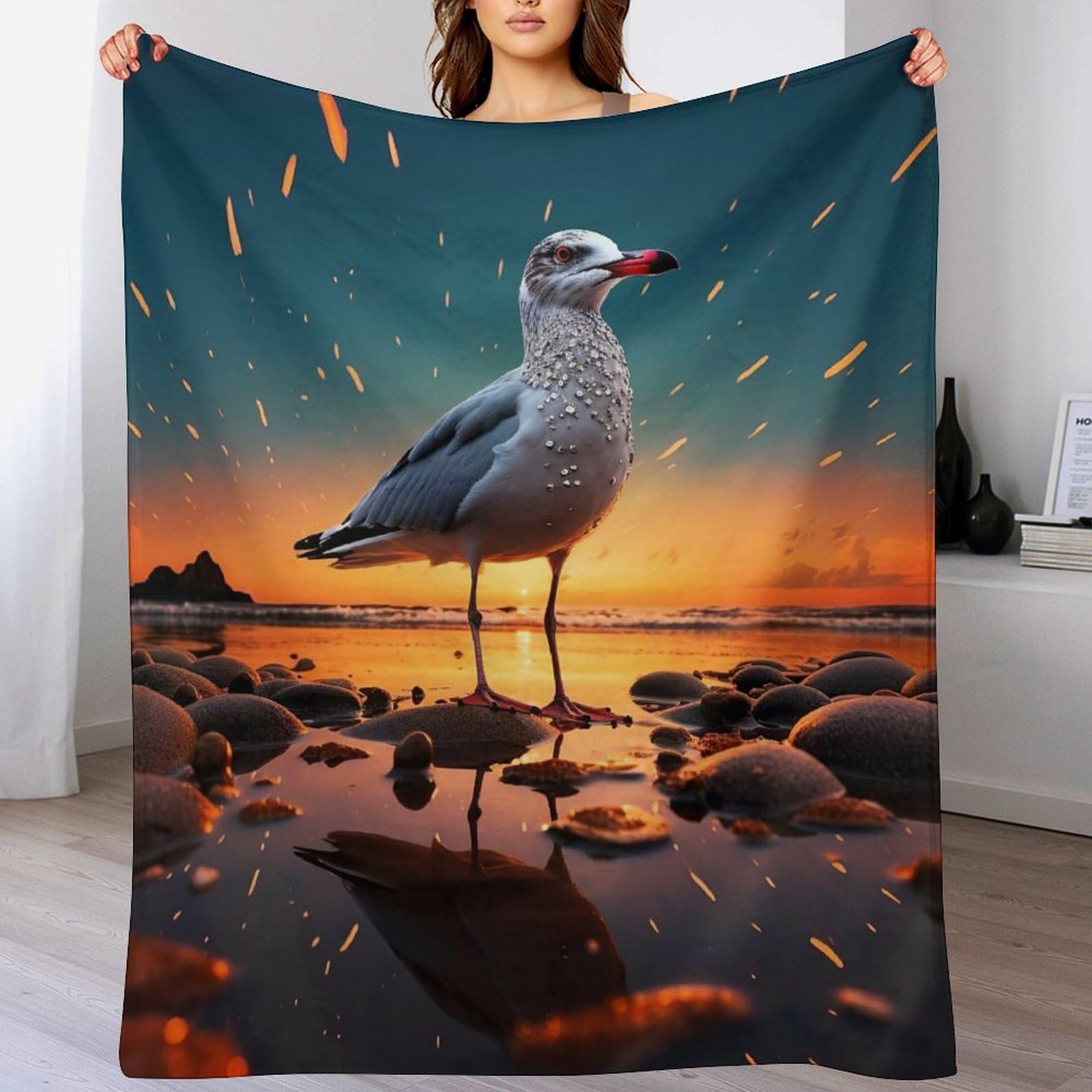 Couverture plaid oiseau flanelle 130x180cm couverture chaude lit