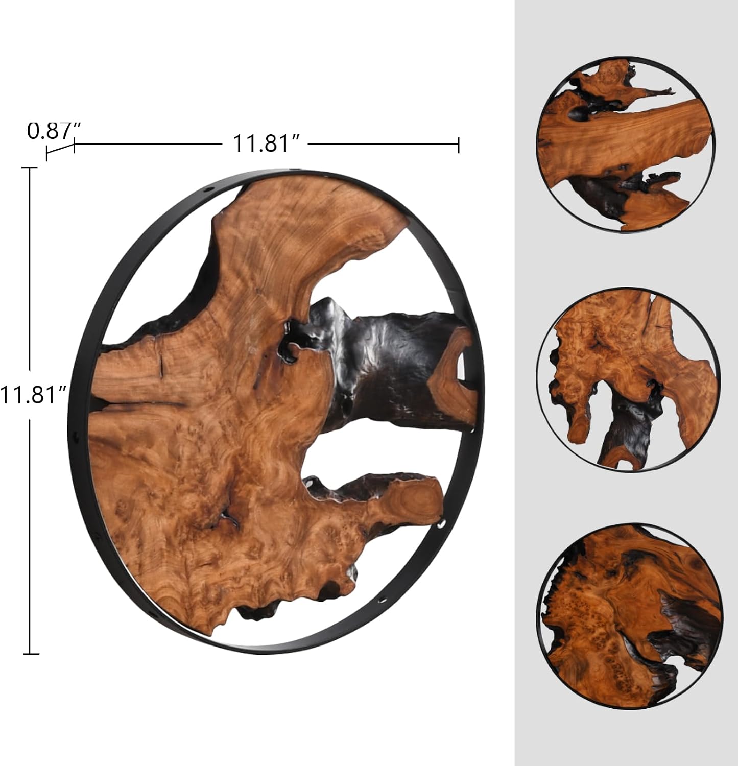 WELLAND 3-Piece Round Cedar Wood & Metal Wall Decor Set