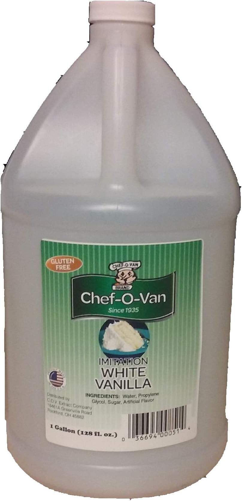 Chef-O-Van Flavoring & Extracts, Imitation White Vanilla, 128 Oz