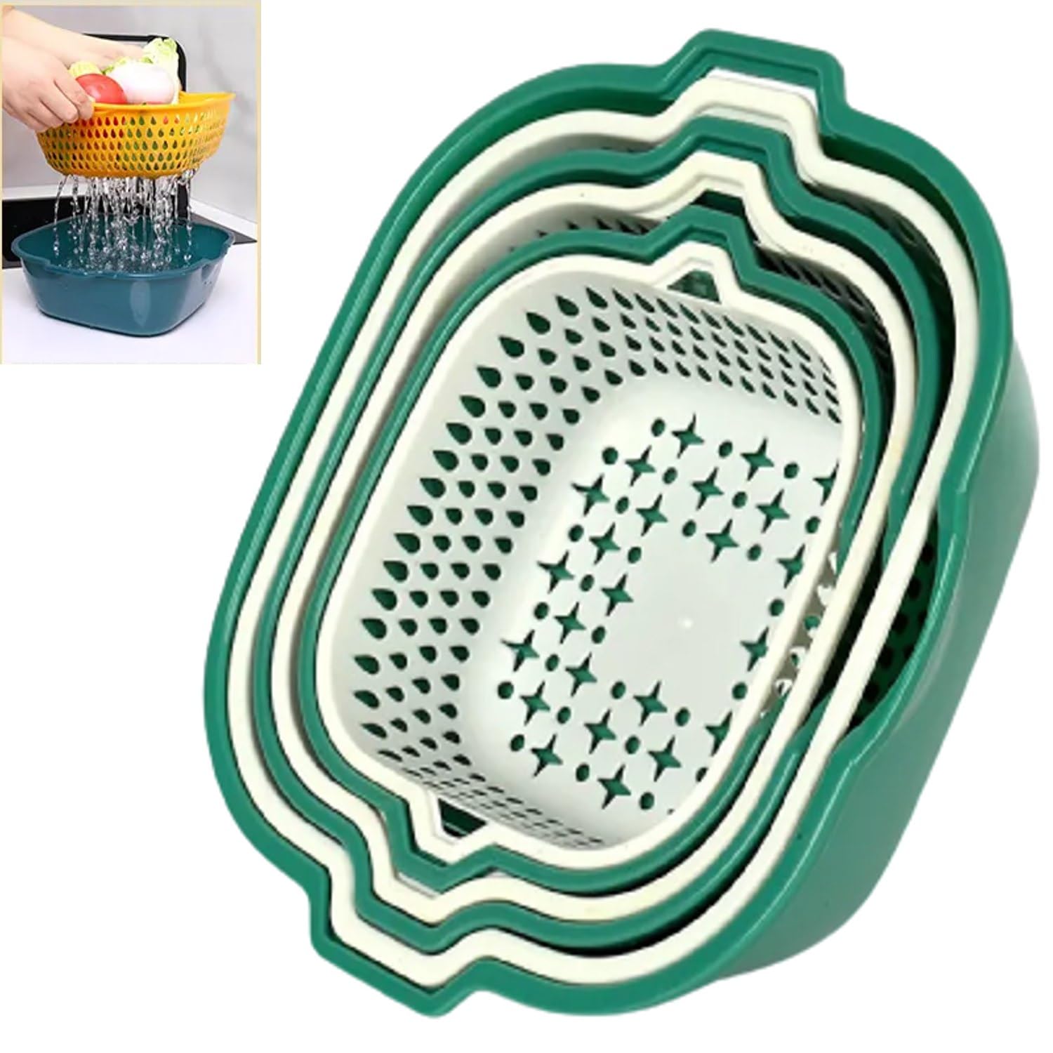 KRIVETY 6 Pcs Vegetable Washing Basket Strainers and Colanders Bowl Set Kitchen Colander Strainer Portable Set Food Strainer Drain Basin Basket Washing Draining Fruit Vegetables Bowls (Light Green) (B0CG5GJKFM) Amazon Price History, Amazon Price Tracker