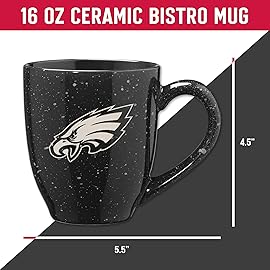 Rico Industries NFL Football Philadelphia Eagles 16 oz Team Color Laser Engraved Ceramic Coffee Mug forRico Industries NFL Fans
