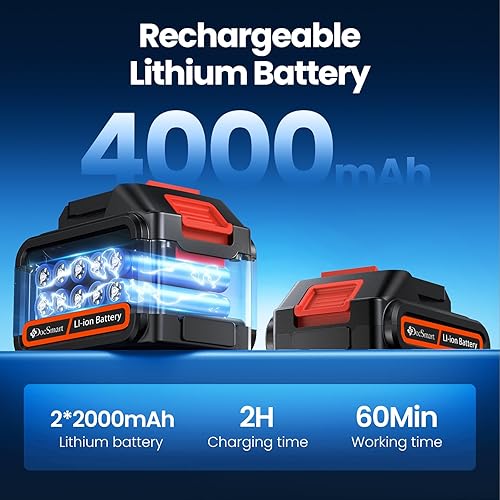 Miniatura 4 de Mini motosierra eléctrica inalámbrica, de 8 y 6 pulgadas con 2 baterías recargables, motosierra de mano alimentada por batería para árboles, ramas,