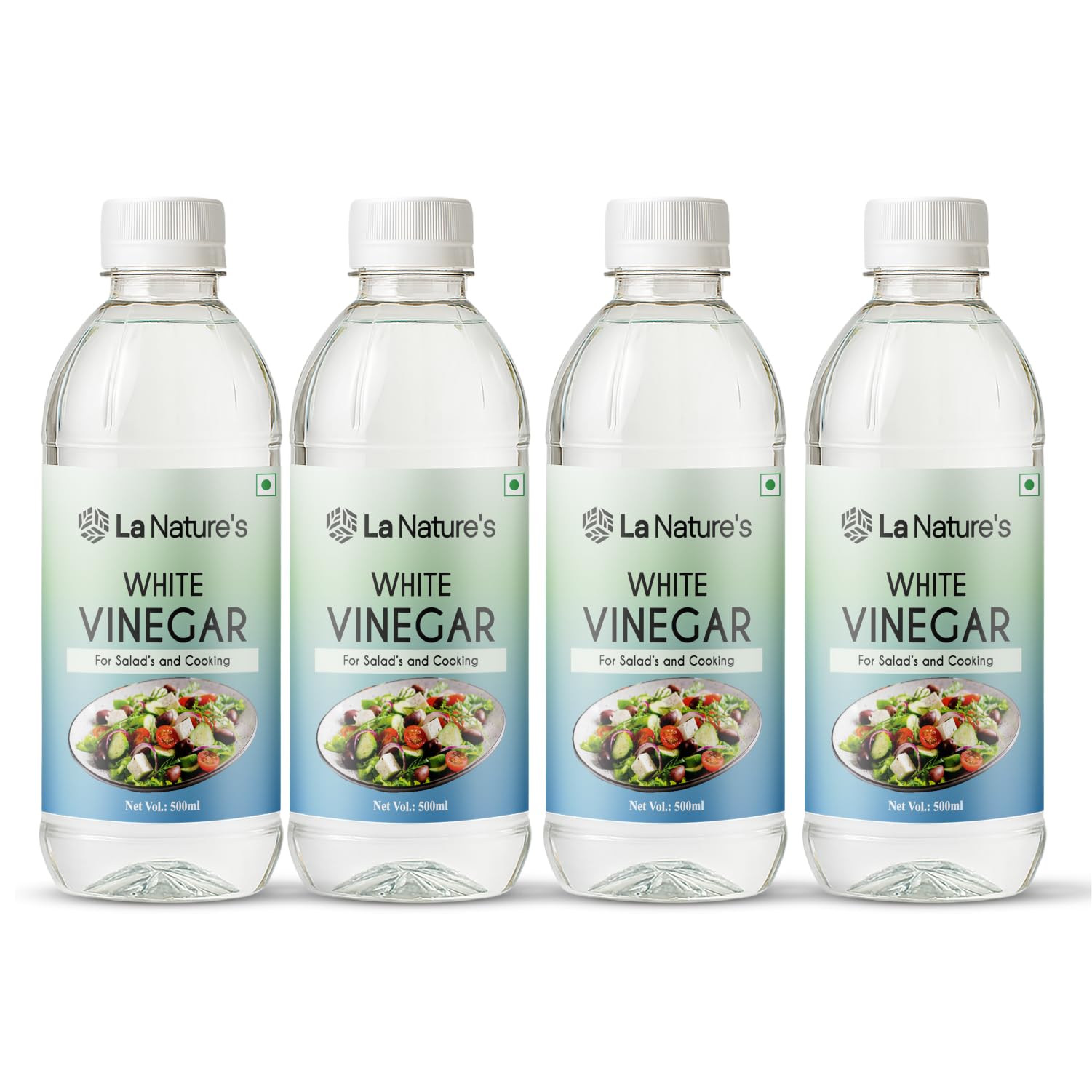 La Nature's Distilled White Vinegar 500ml (Pack of 4) Versatile Cooking Aid Natural Cleaner Best for Salad Dressing And Cooking Helps In Digestion Boost Immunity With 4% Acidity