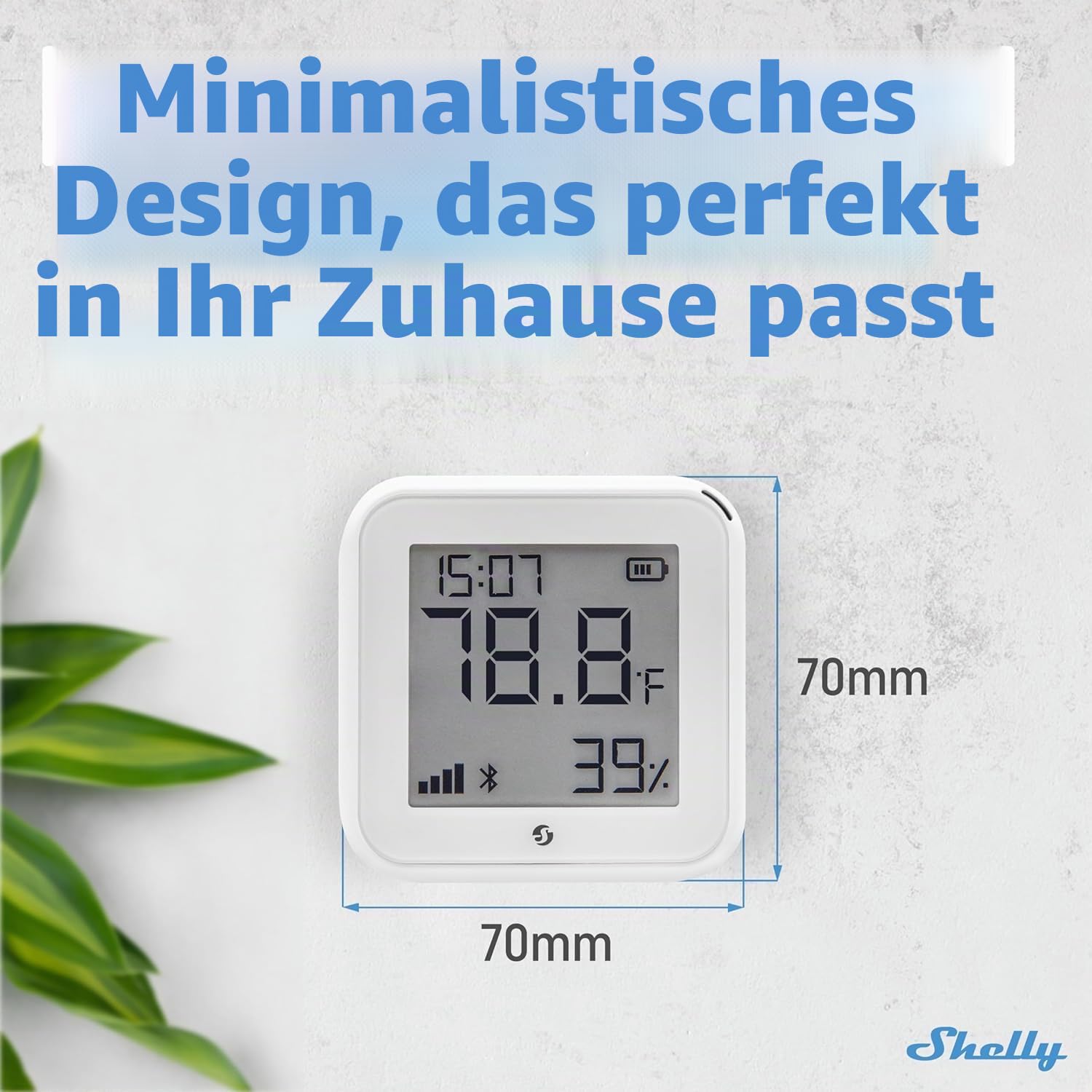 Shelly H&T Gen 3 Temperatur- und Feuchtigkeitssensoren, WLAN und Bluetooth, Hausautomatisierung, kein Hub erforderlich, lange Akkulaufzeit, Wandmontage