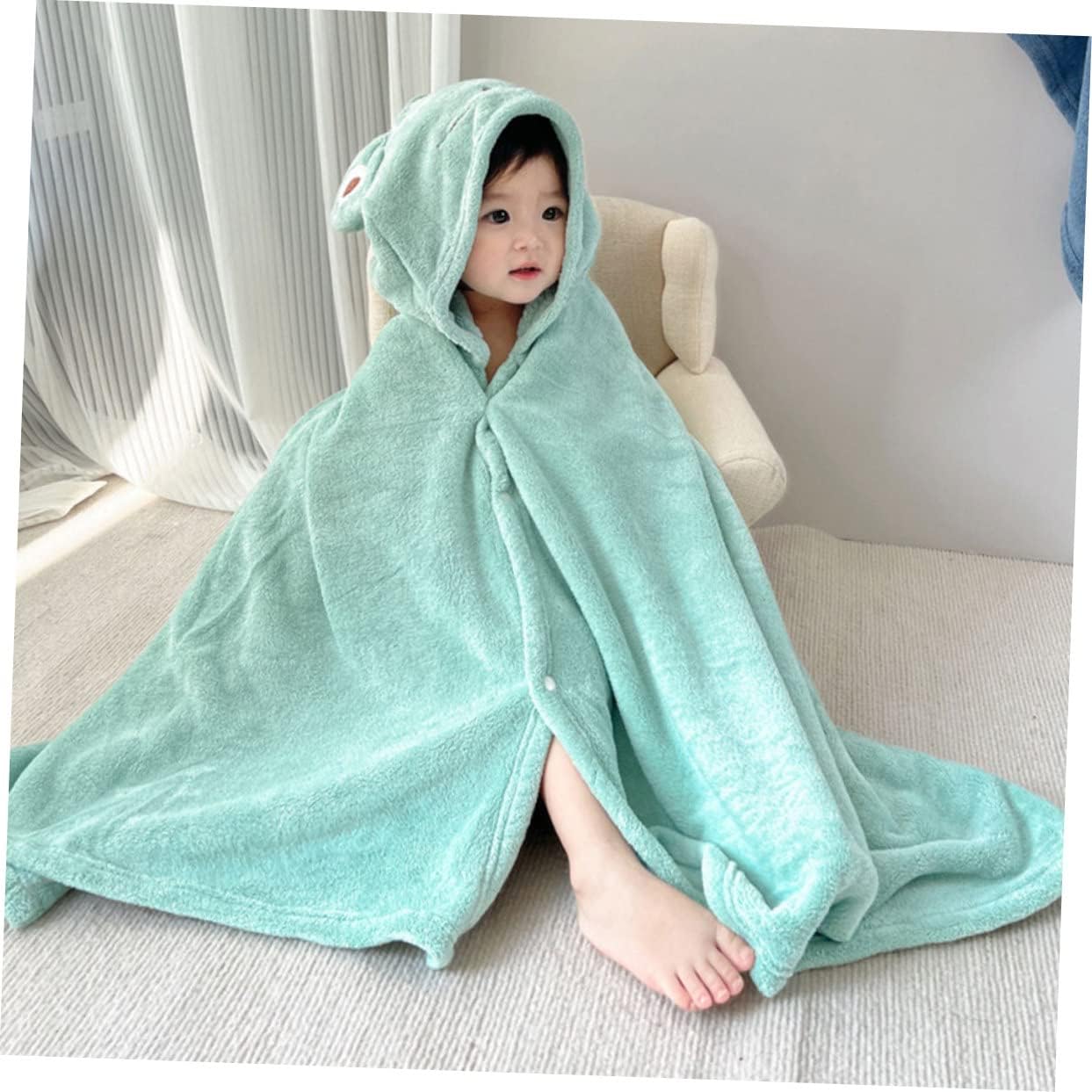 Toyvian Hooded Boys and Girls Bathrobe Cartoon Design Bathing Towel Boy Girl Towel