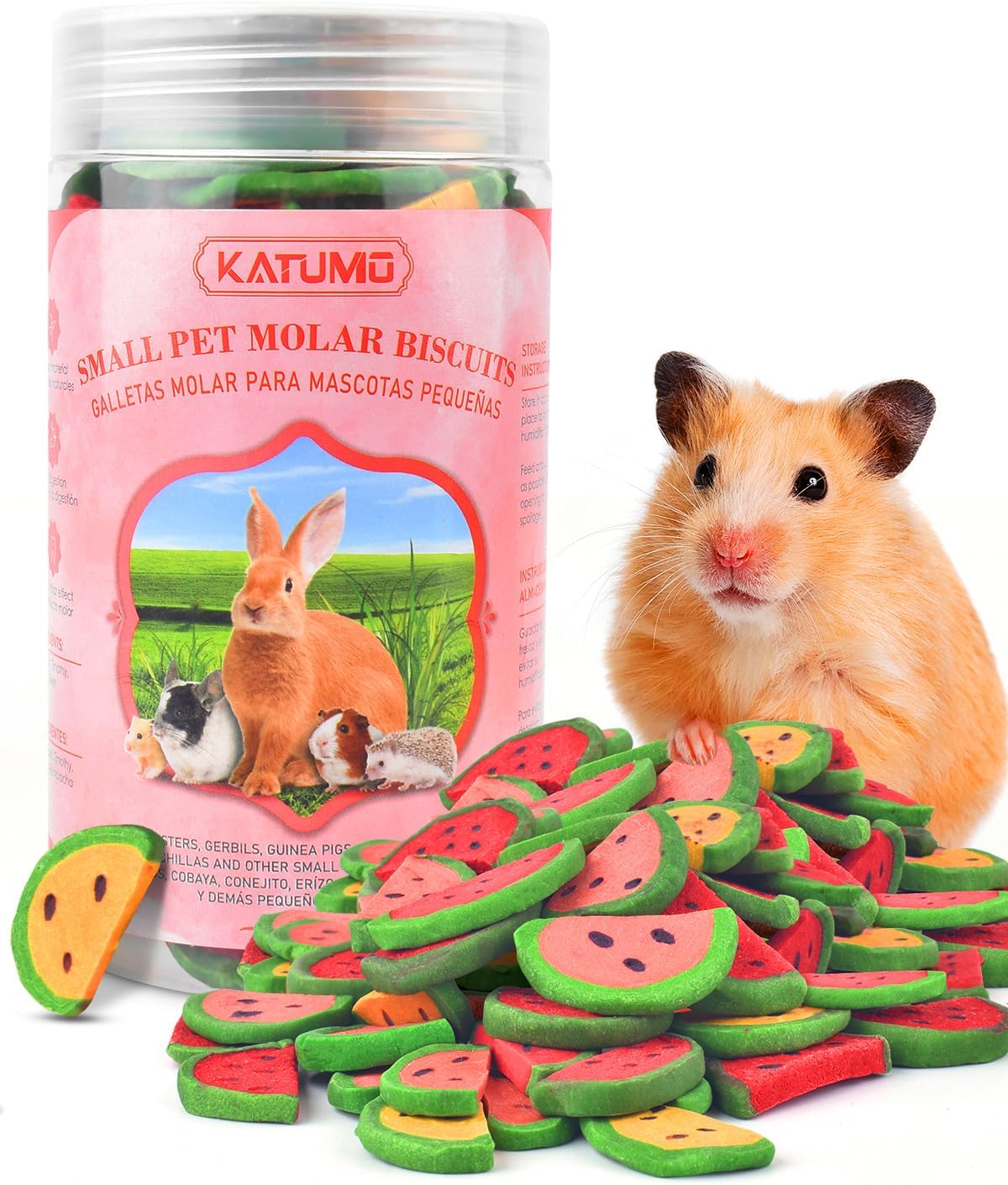 KATUMO Rabbit Chew Toys, 200g / 7oz Mixed Natural Timothy Hay Beet Pumpkin Carrot Chew Toys and Treats for Hamster, Chinchilla, Guinea Pig, Rabbit, Small Animals Molar Snacks