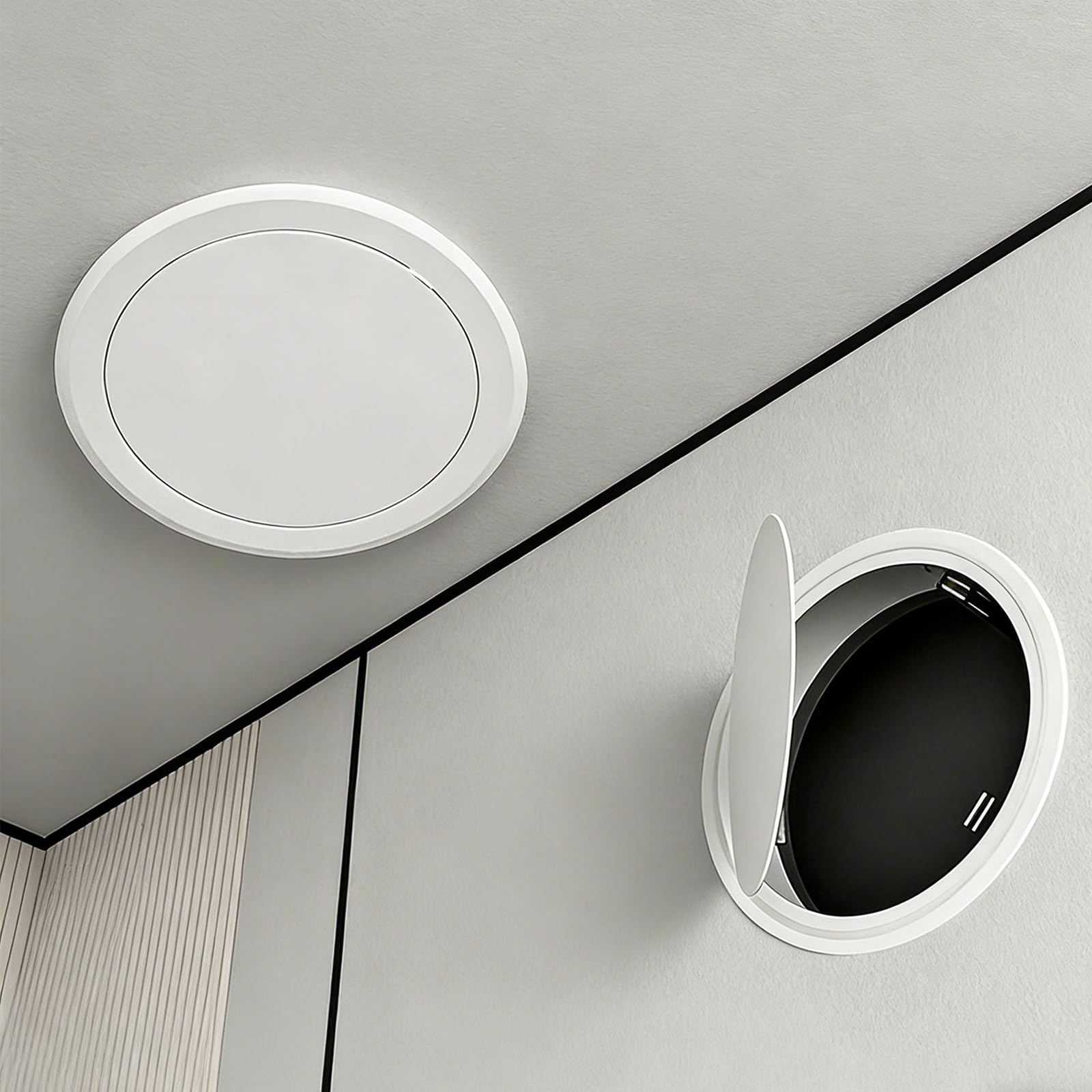 Pannello di accesso rotondo per soffitto e parete, in metallo bianco, pannello di accesso per cartongesso, in lega di alluminio, premere per aprire il portello di ispezione idraulica (15 cm) e facile
