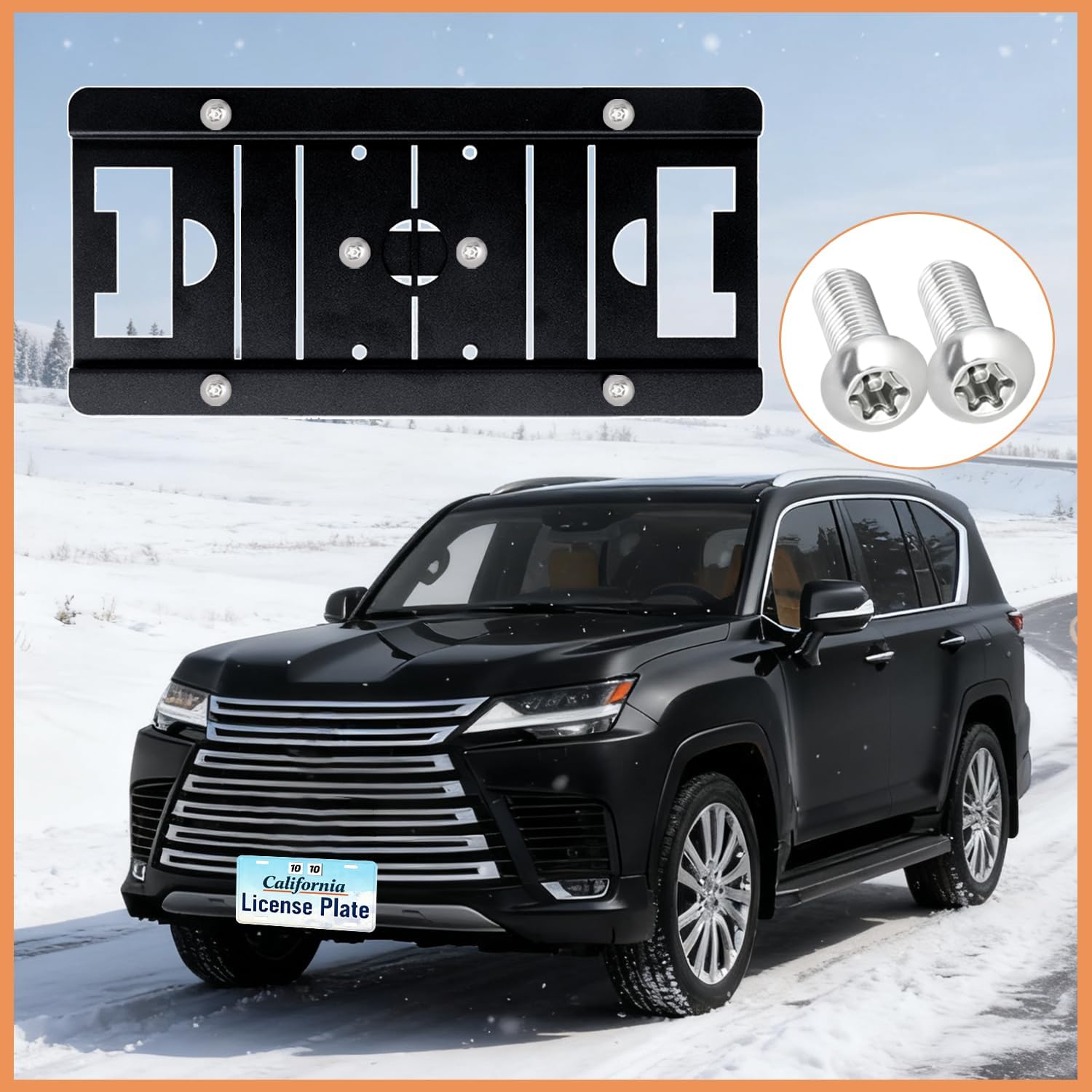 No Drill Front License Plate Frame Compatible with Lexus, Adjustable, Waterproof and Rust Proof, Fit for NX RX ES is UX GX LX Models, Complete Installation Kit Included
