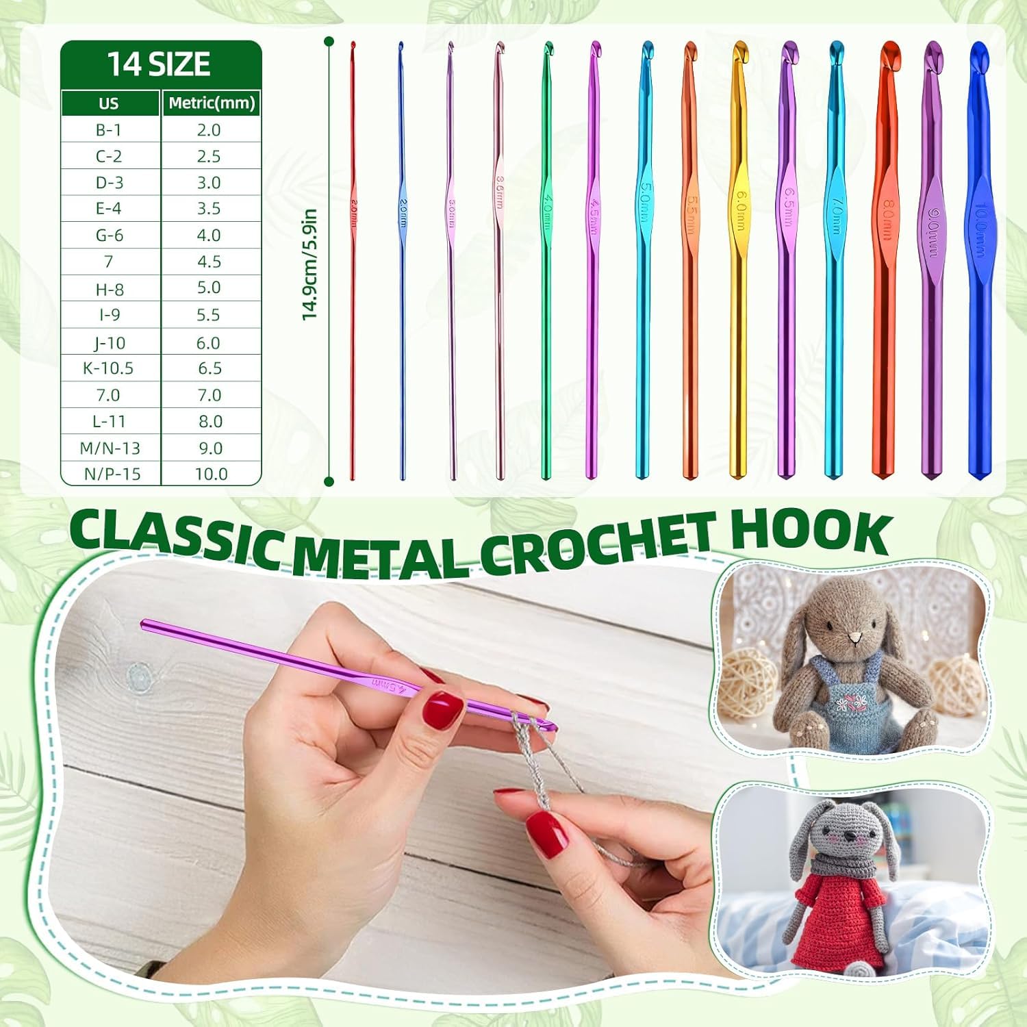 TOSUTO Juego de ganchillo portátil para principiantes,Agujas de Ganchillo,Crochet Kit Principiantes Adultos,Ganchillos Grochet Kit con bolsa de almacenamiento y accesorios y Lana,instrucciones