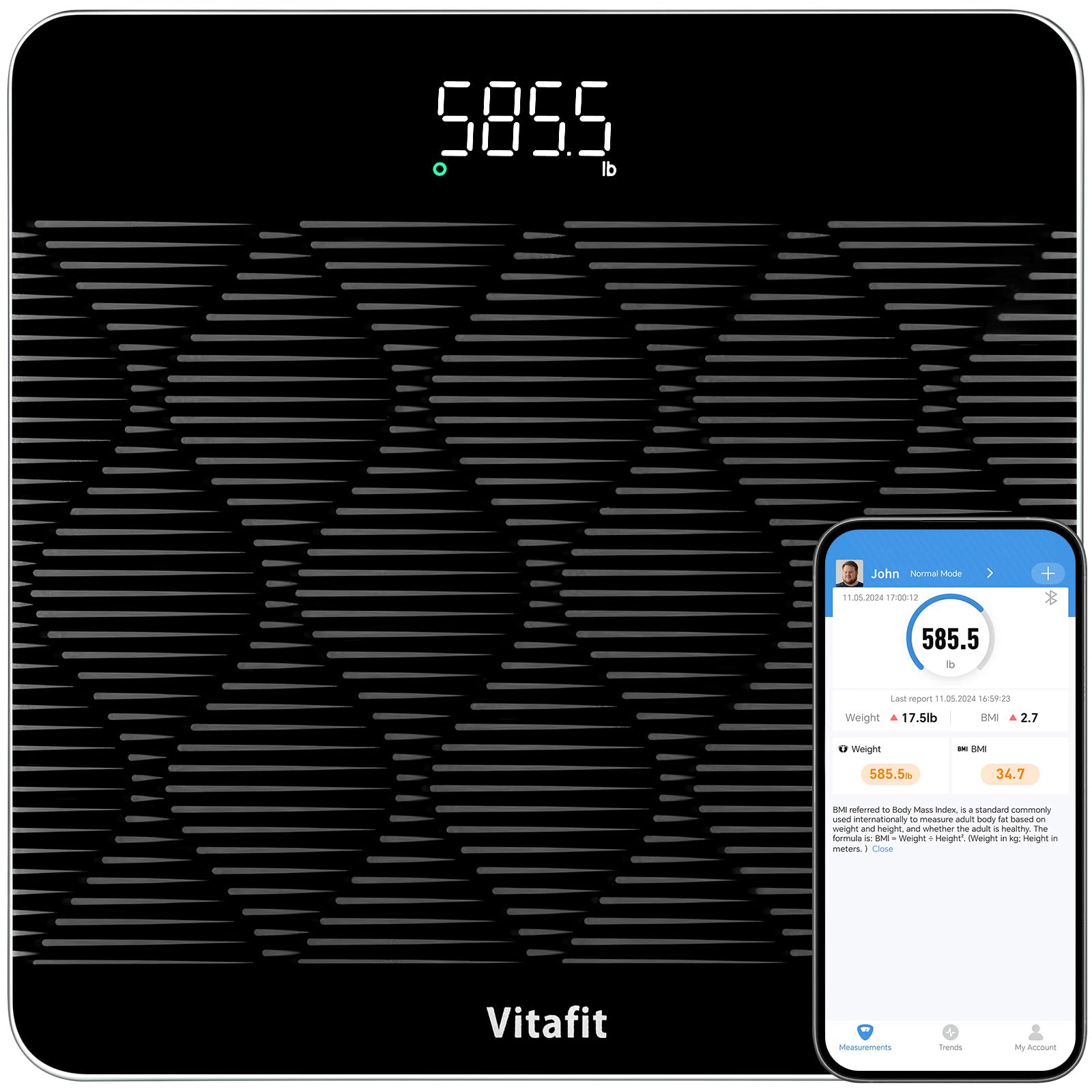 Vitafit Amazing 660lb Smart Bathroom Scale for Body Weight in 0 1lb High Accuracy Assured by Scale Professional