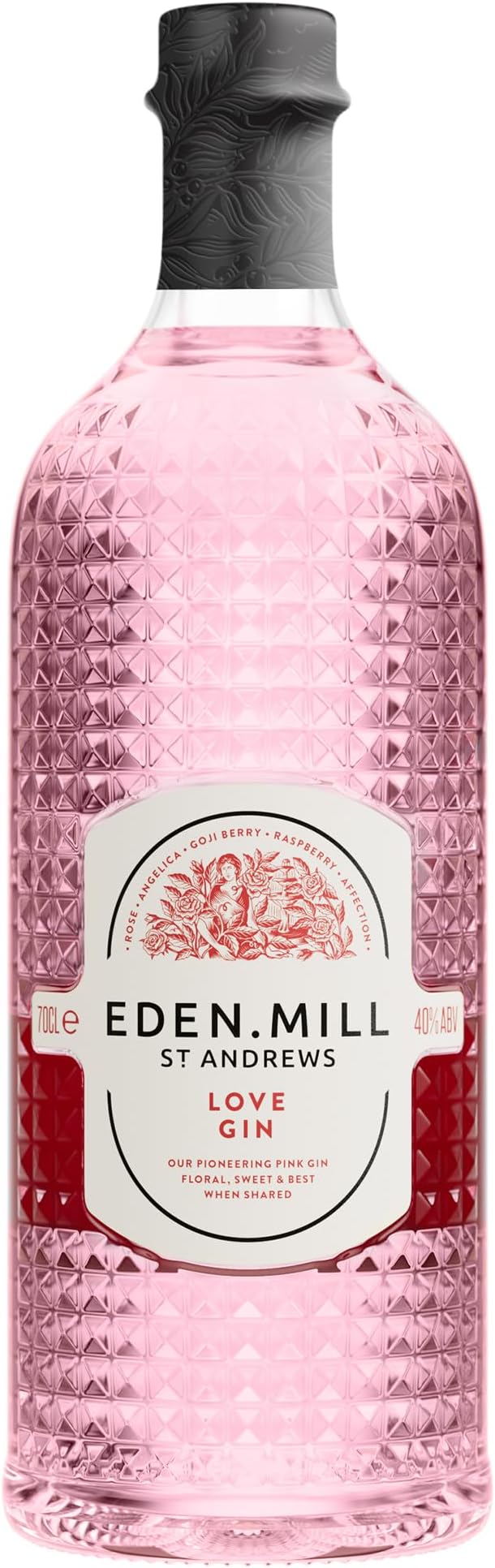 Eden Mill Love Gin - Scottish Light Pink Gin - Raspberry, Rose, Goji Berries with Botanicals - 70cl, 40% ABV