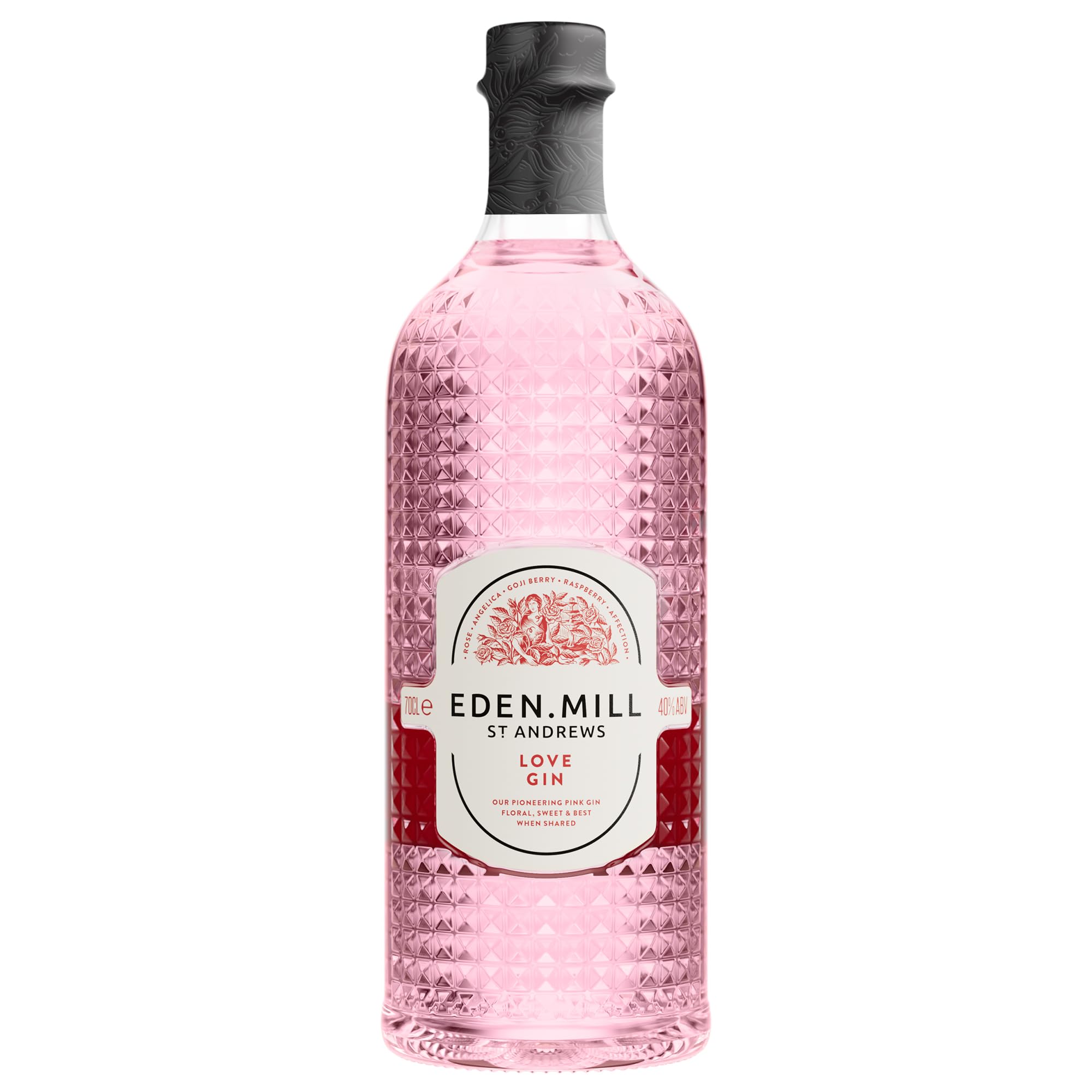Eden Mill Love Gin - Scottish Light Pink Gin - Raspberry, Rose, Goji Berries with Botanicals - 70cl, 40% ABV