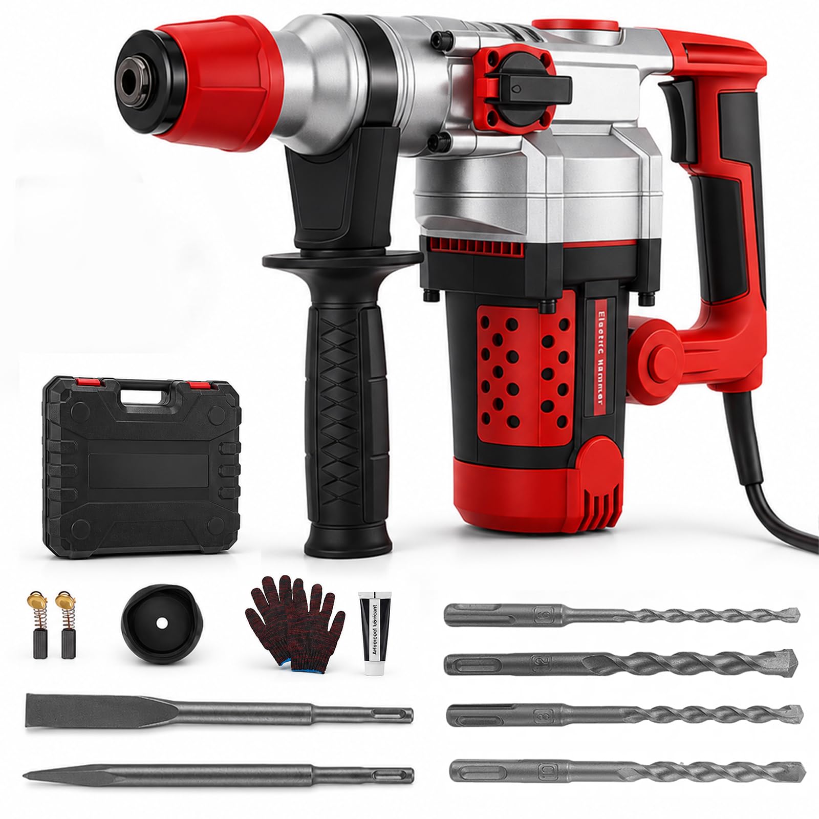 Martillo Perforador 2200W, 5J Energía de Impacto, SDS Plus Mandril, 850RPM, Martillo Demoledor con Embrague de Seguridad& Control de Vibración, Martillo Percutor para Concreto, Metal y Madera