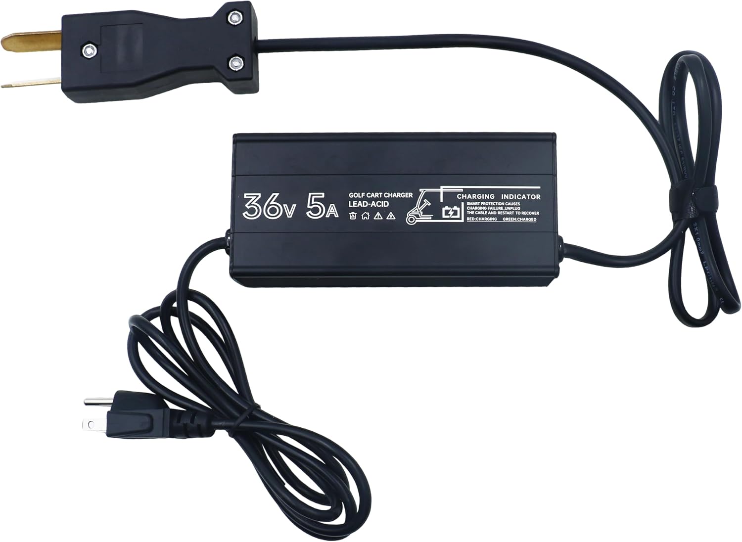 36V 5A Golf Cart Battery Charger Crow Foot 2 Prong Plug Replacement for Club Car DS TXT