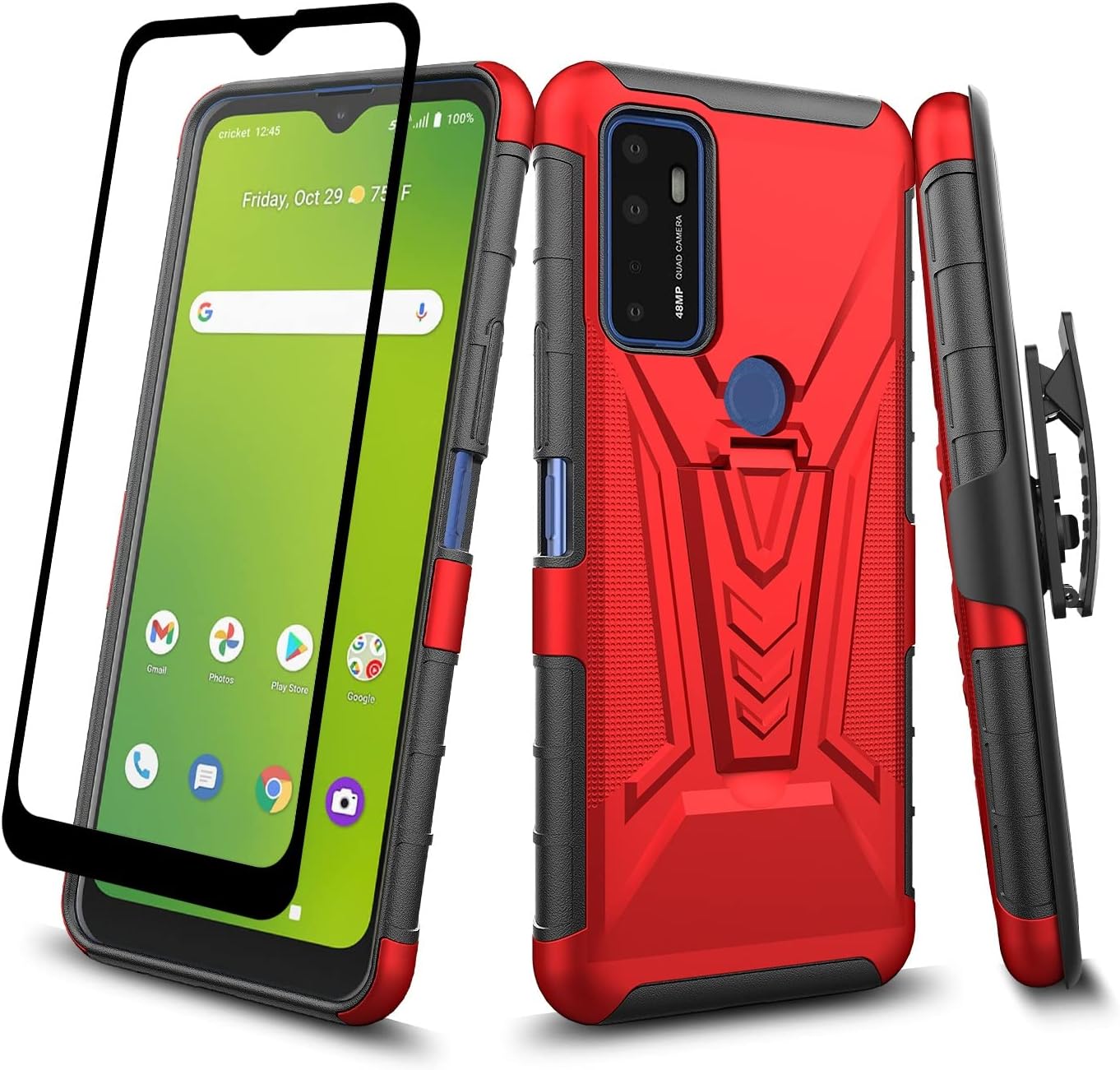 Red Hybrid Case with Tempered Glass for AT&T Radiant Benin Ubuy