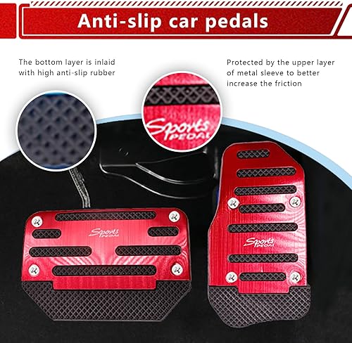 Miniatura 3 de cerfioo Juego de 2 pedales de freno de acelerador automotriz, pedal de goma de metal antideslizante y resistente al desgaste, no es necesario