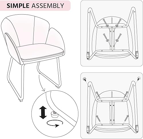 Miniatura 9 de Yaheetech Sillón moderno de piel sintética, silla de maquillaje en forma de flor con patas de metal dorado para sala de estar, sala de maquillaje,