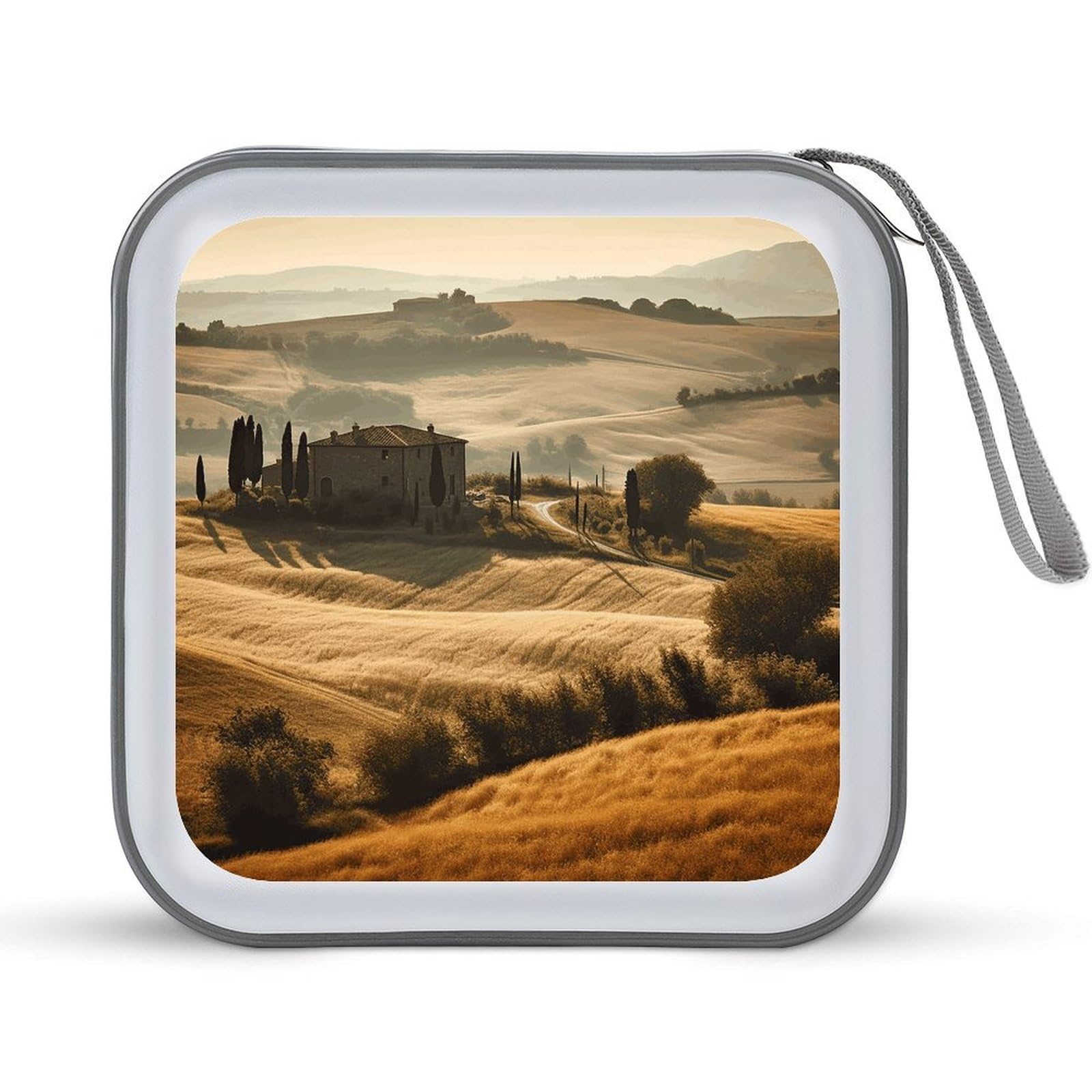 View of Typical Tuscany Landscape CD Case with 40 Capacity Zipper Hard Plastic DVD Holder Portable Disc Storage Box Disc Storage Organizer for CD Wallet